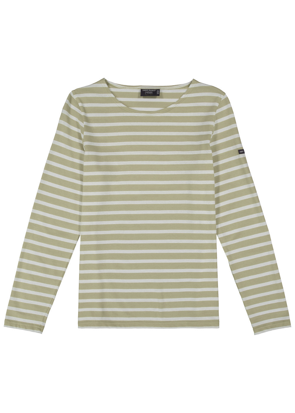 Saint James Minquidame Breton Striped Shirt With Long Sleeve Soft Cotton Women Fit Soft Almond White