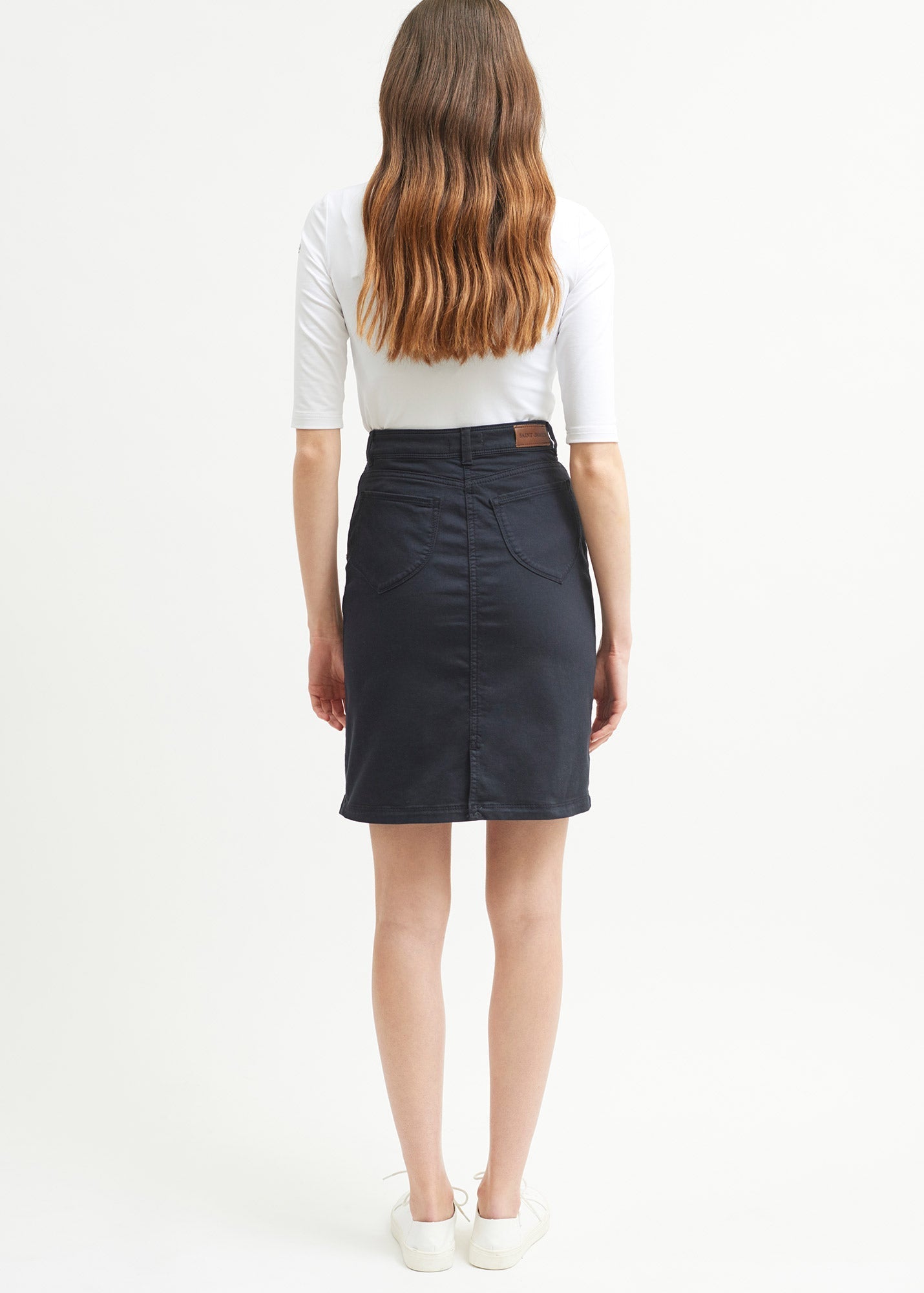 Saint James Elfy Stretch Straight Skirt In Colorful Denim Navy