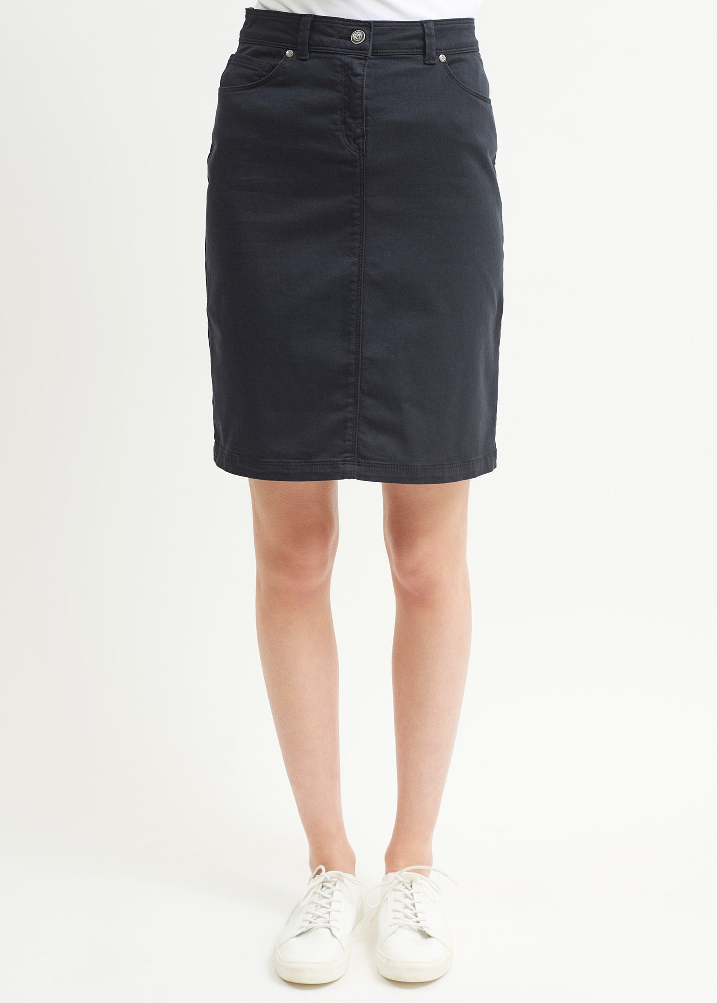 Saint James Elfy Stretch Straight Skirt In Colorful Denim Navy