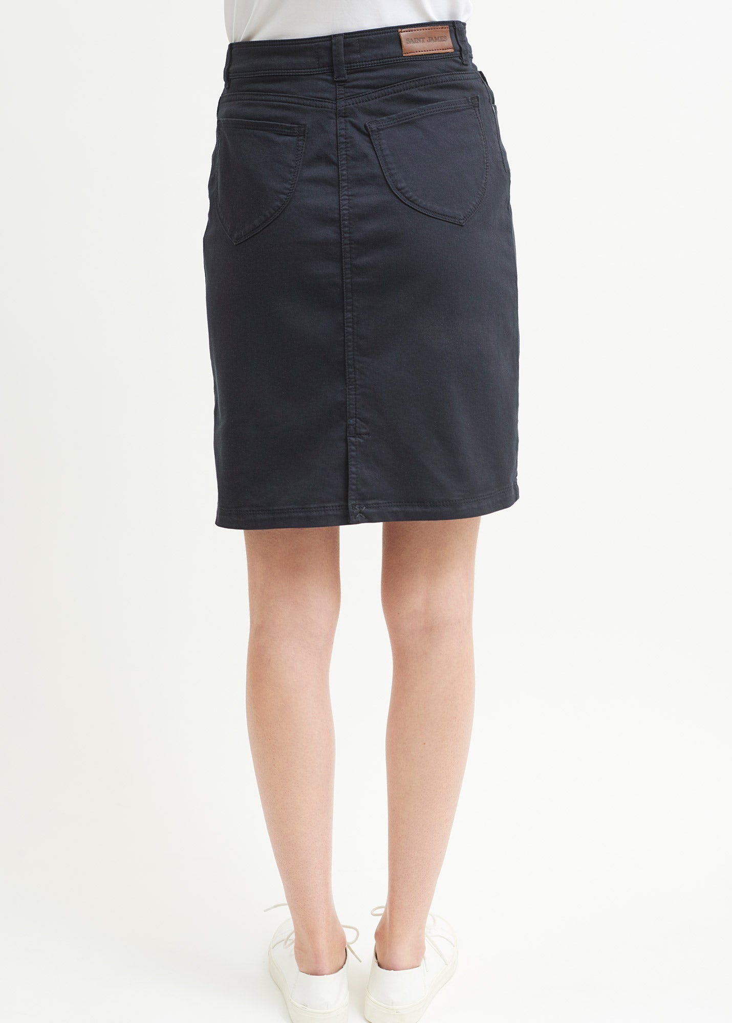 Saint James Elfy Stretch Straight Skirt In Colorful Denim Navy