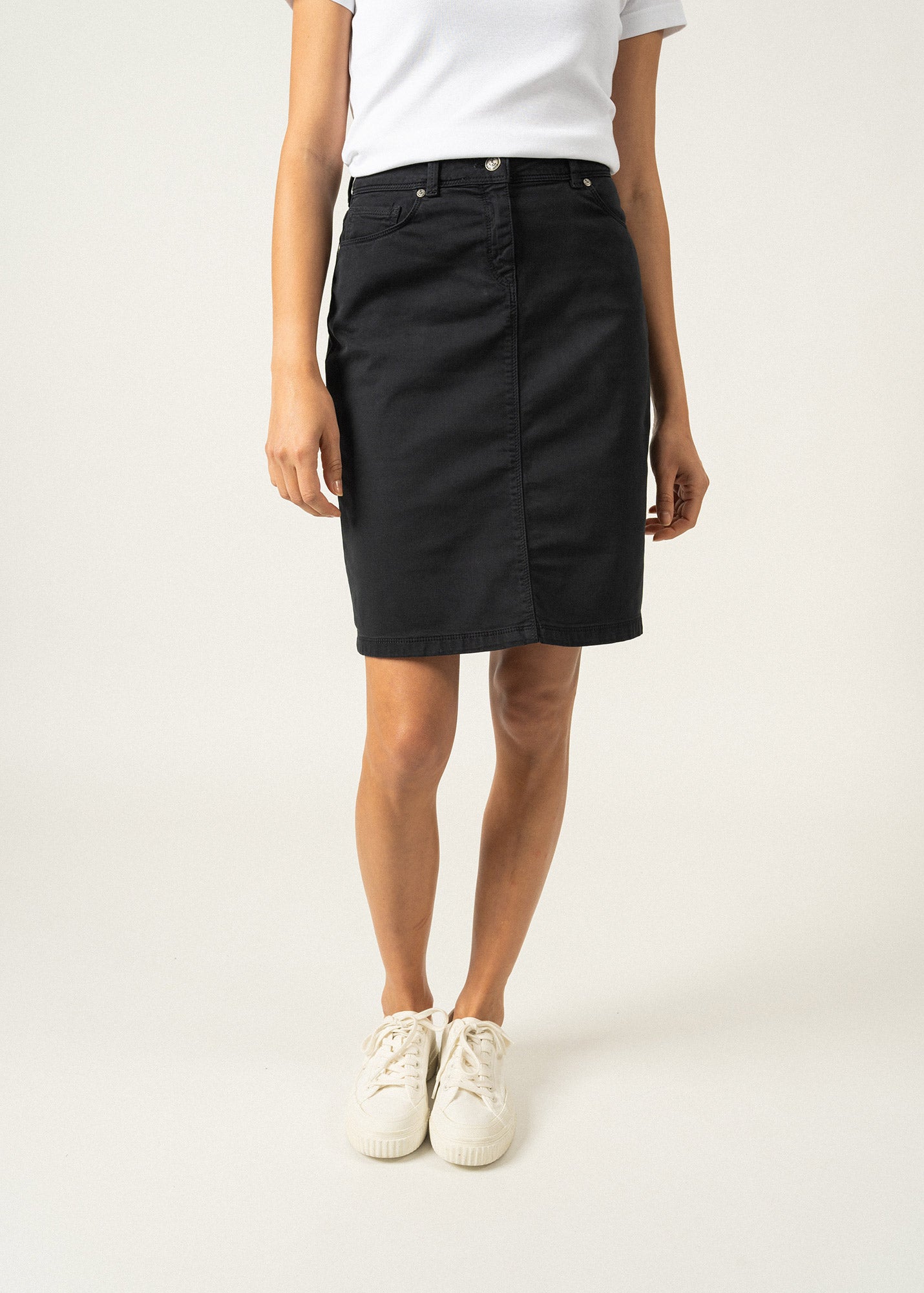 Saint James Elfy Stretch Straight Skirt In Colorful Denim Navy