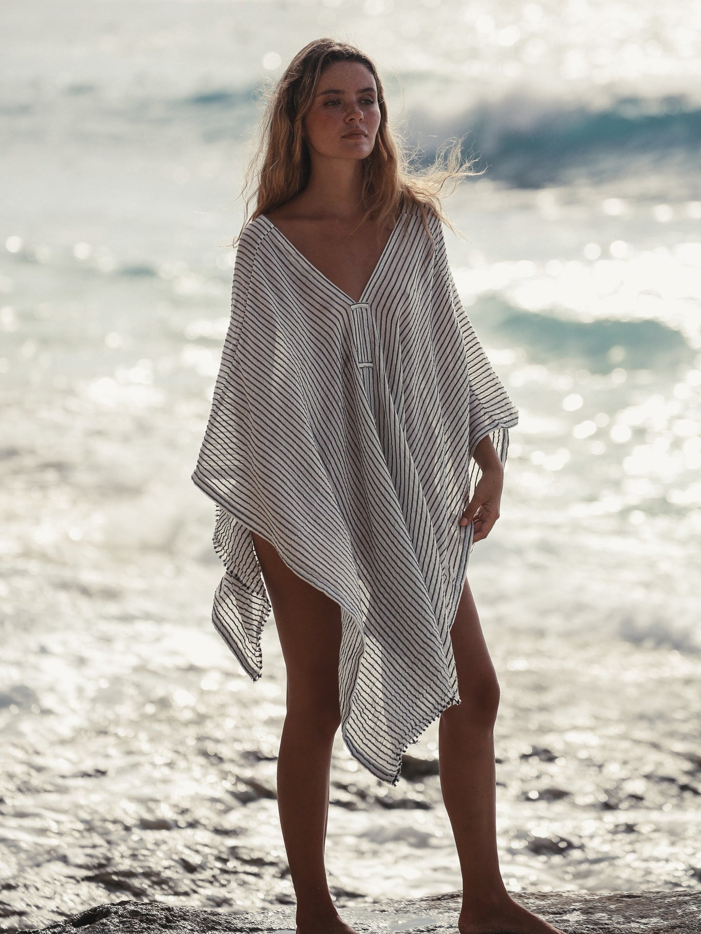 The Handloom Ava Kimono Black Stripes