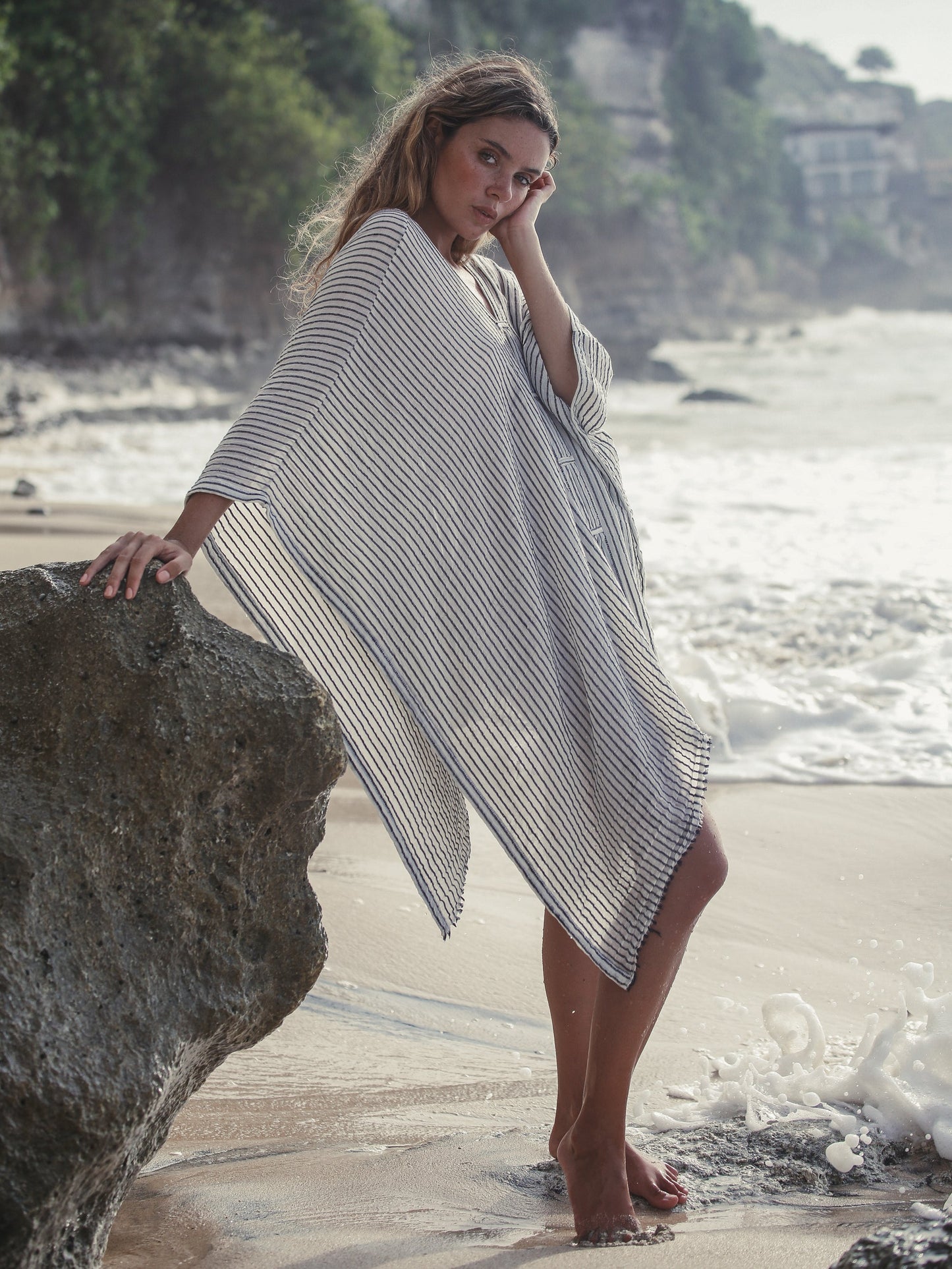 The Handloom Ava Kimono Black Stripes