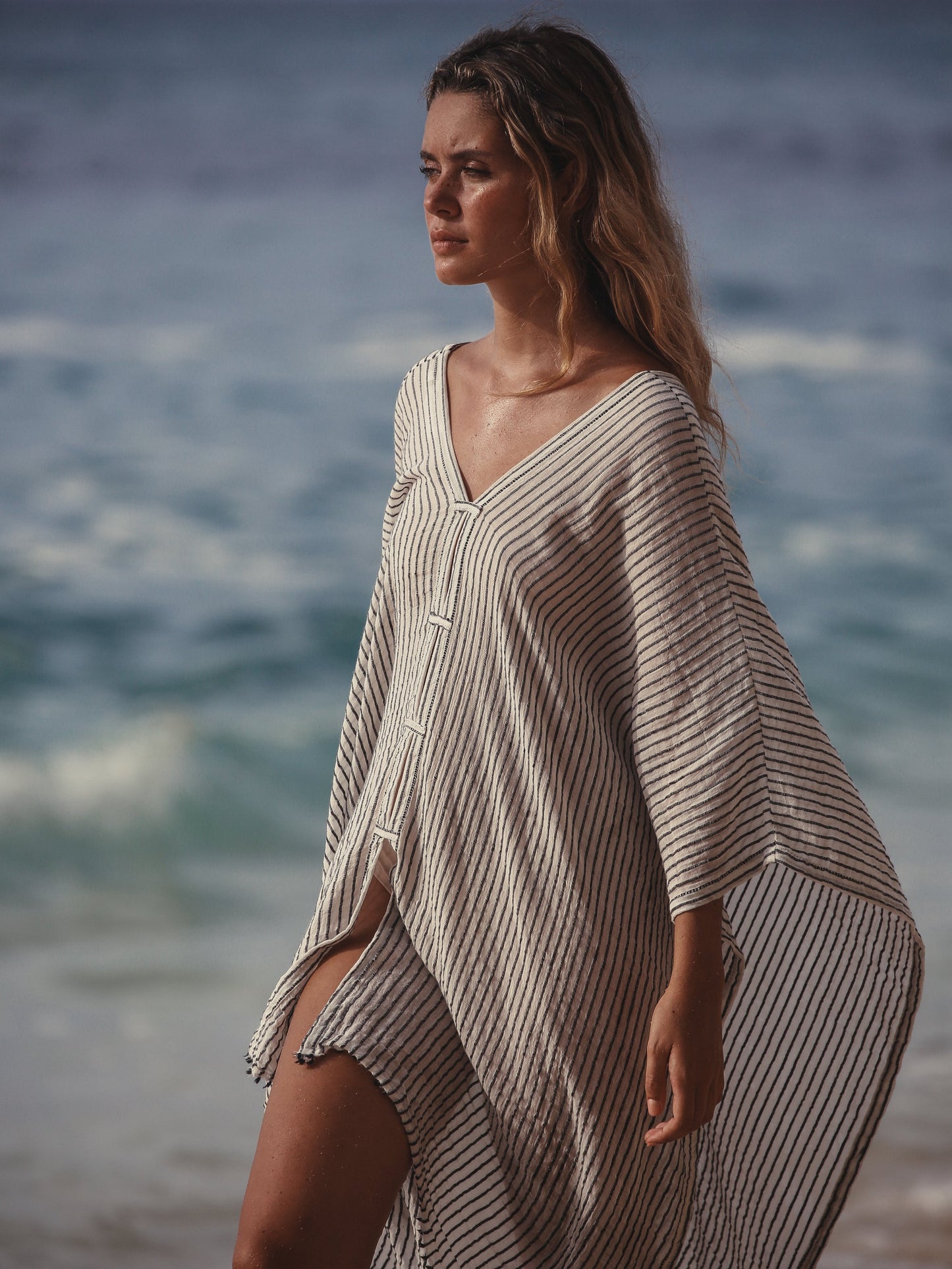 The Handloom Ava Kimono Black Stripes