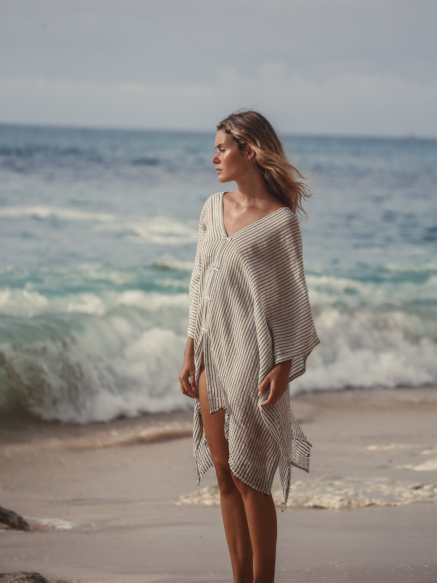 The Handloom Ava Kimono Black Stripes