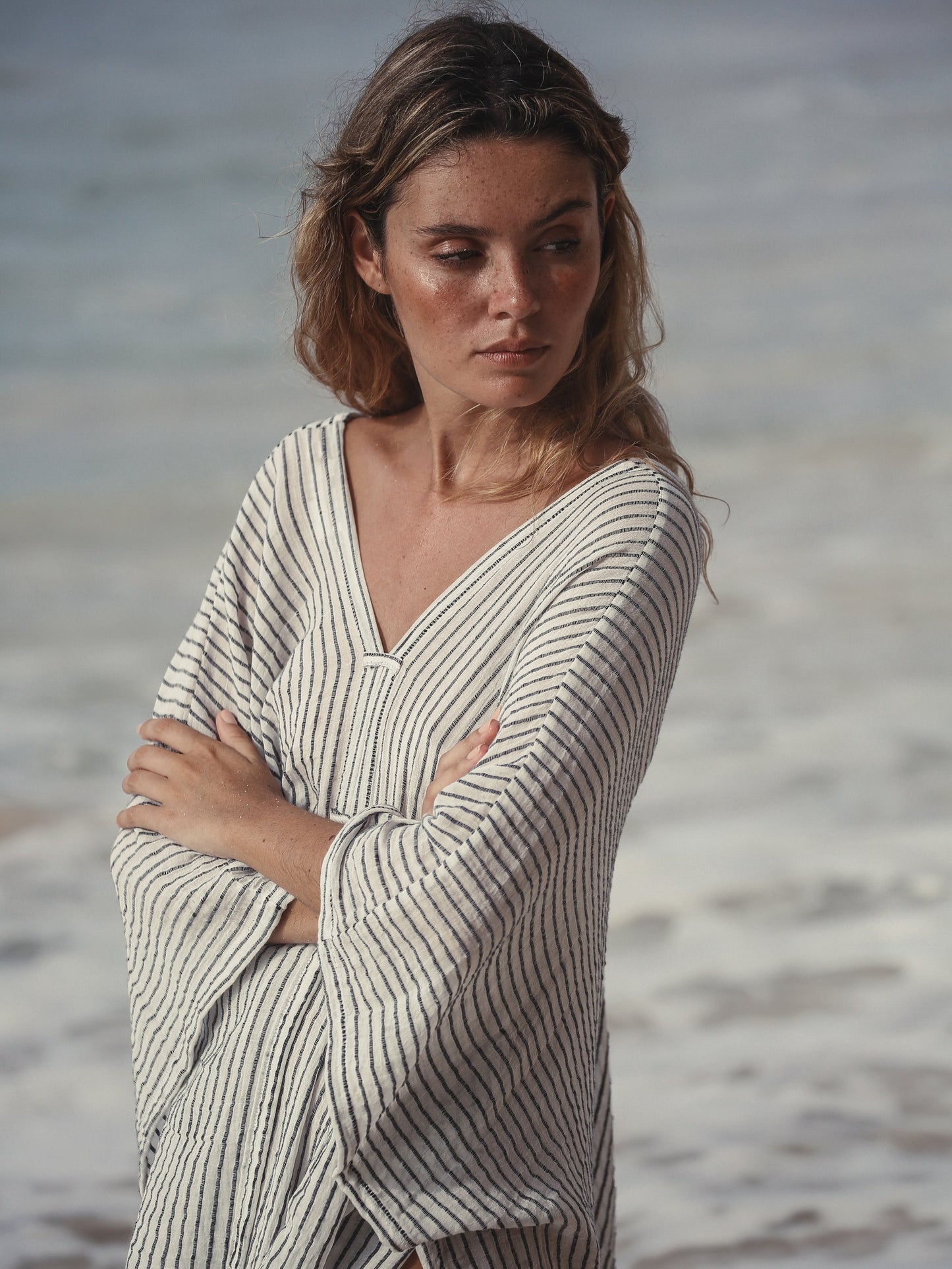 The Handloom Ava Kimono Black Stripes