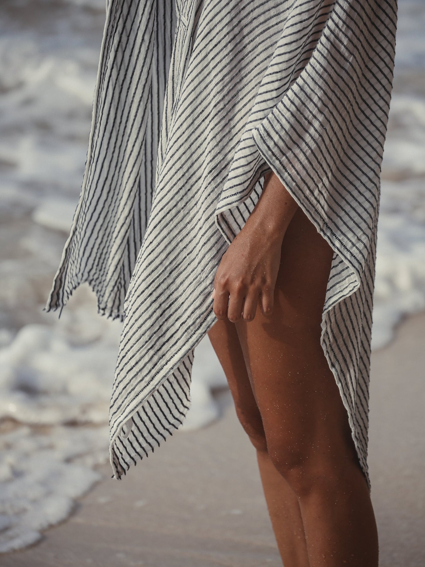 The Handloom Ava Kimono Black Stripes