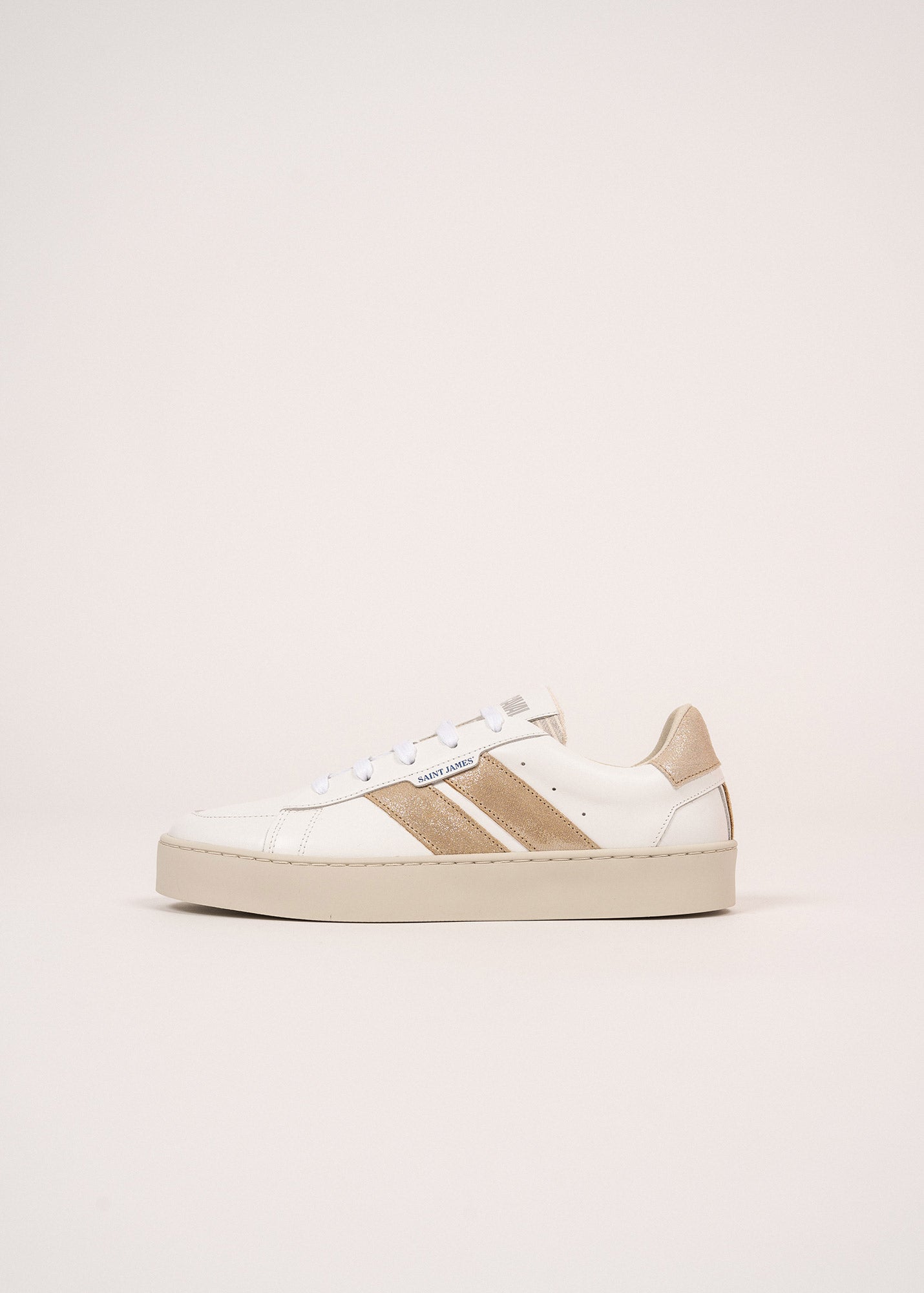 Saint James Bask Caval Sustainable Women Sneakers By Caval White Gold Lurex