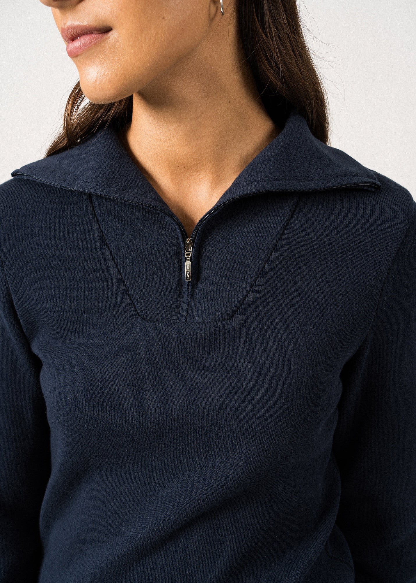 Saint James Passerelle Cotton Trucker Sweater For Women Navy