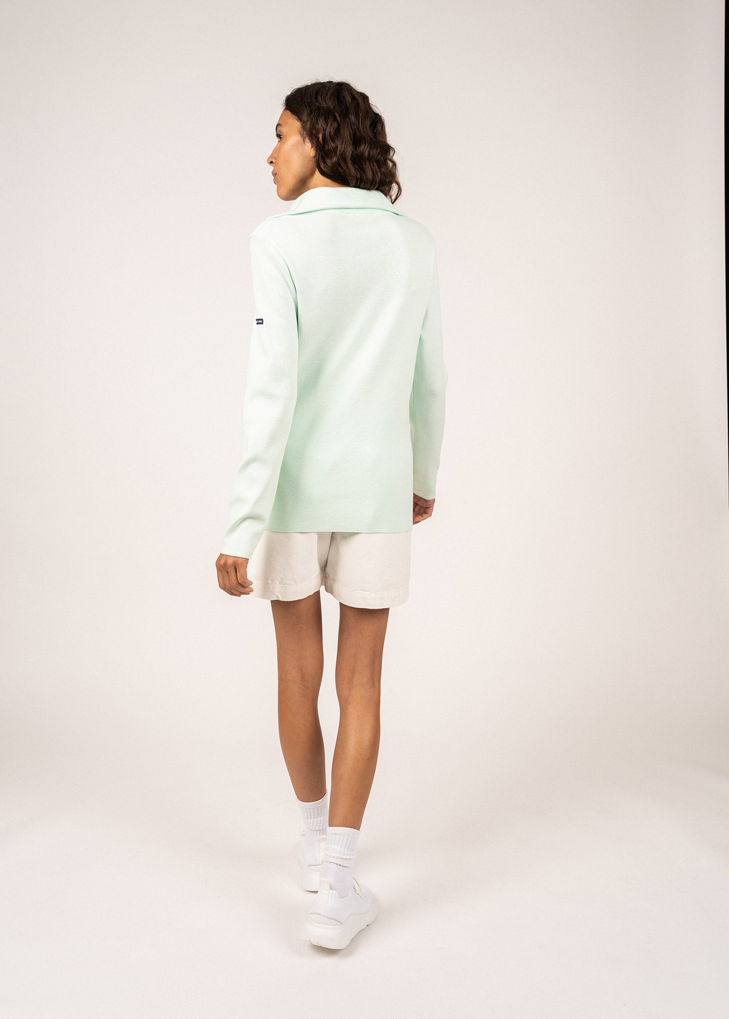 Saint James Passerelle Cotton Trucker Sweater For Women Aloe Vera