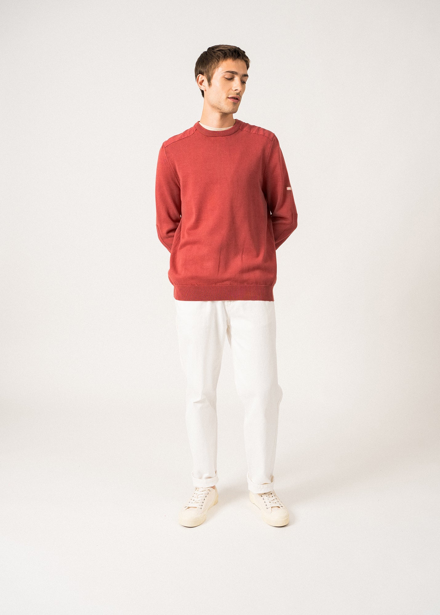 Saint James Trevise Lightweight Cotton Sweater For Men Terracotta