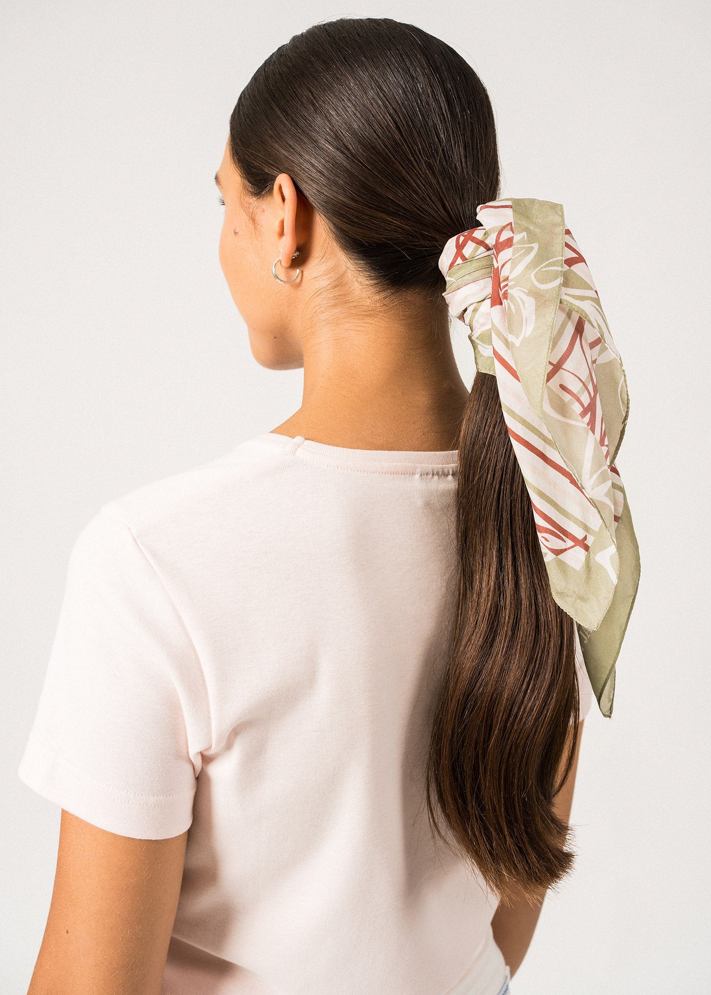Saint James Carre Floral Square Scarf With Floral Motif Terracotta Soft Almond