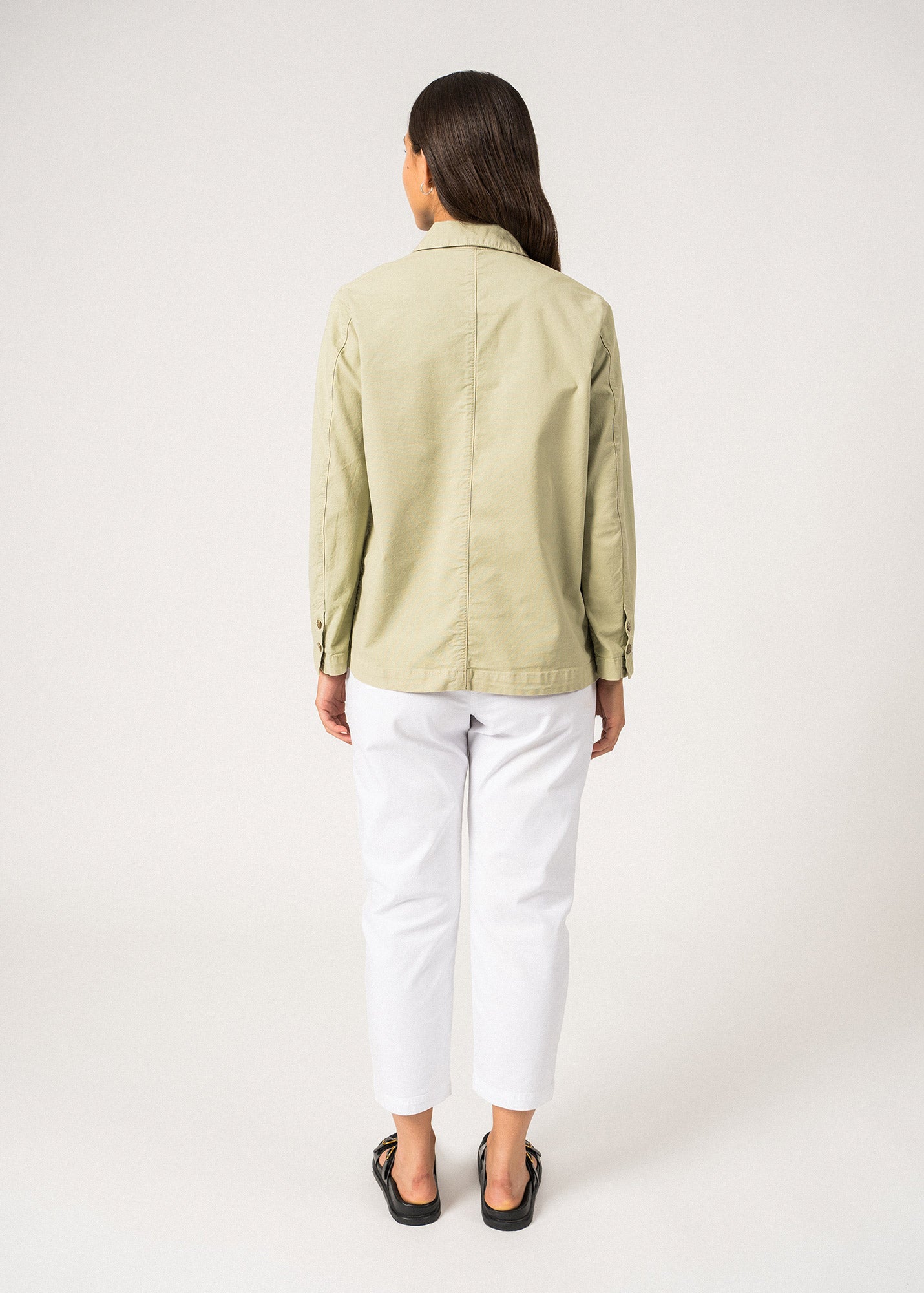 Saint James Alize French Chore Jacket For Women Workwear Cotton Canvas Soft Almond