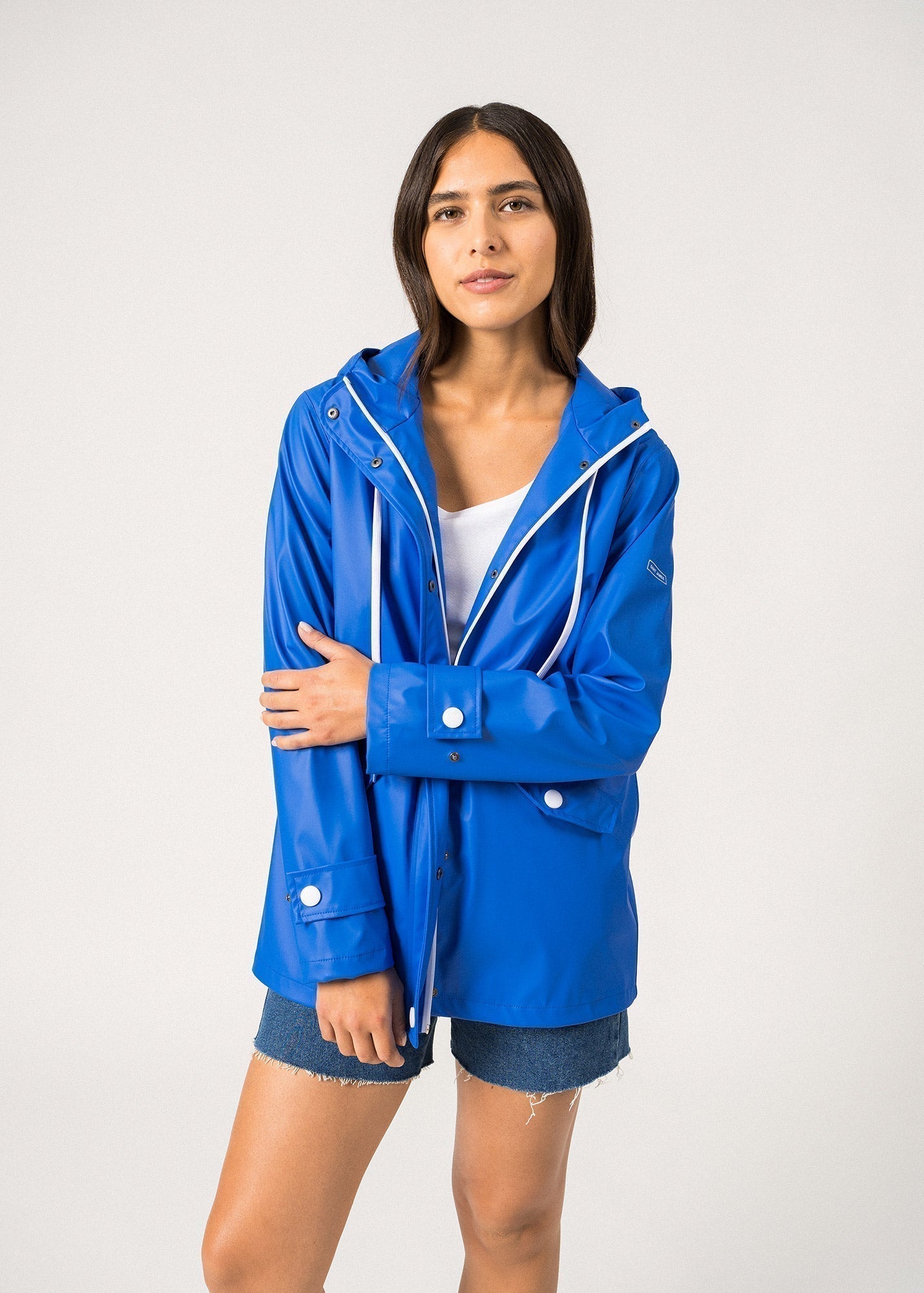 Saint James St Gaia Waterproof Rain Jacket With Hood For Women Mer Blue