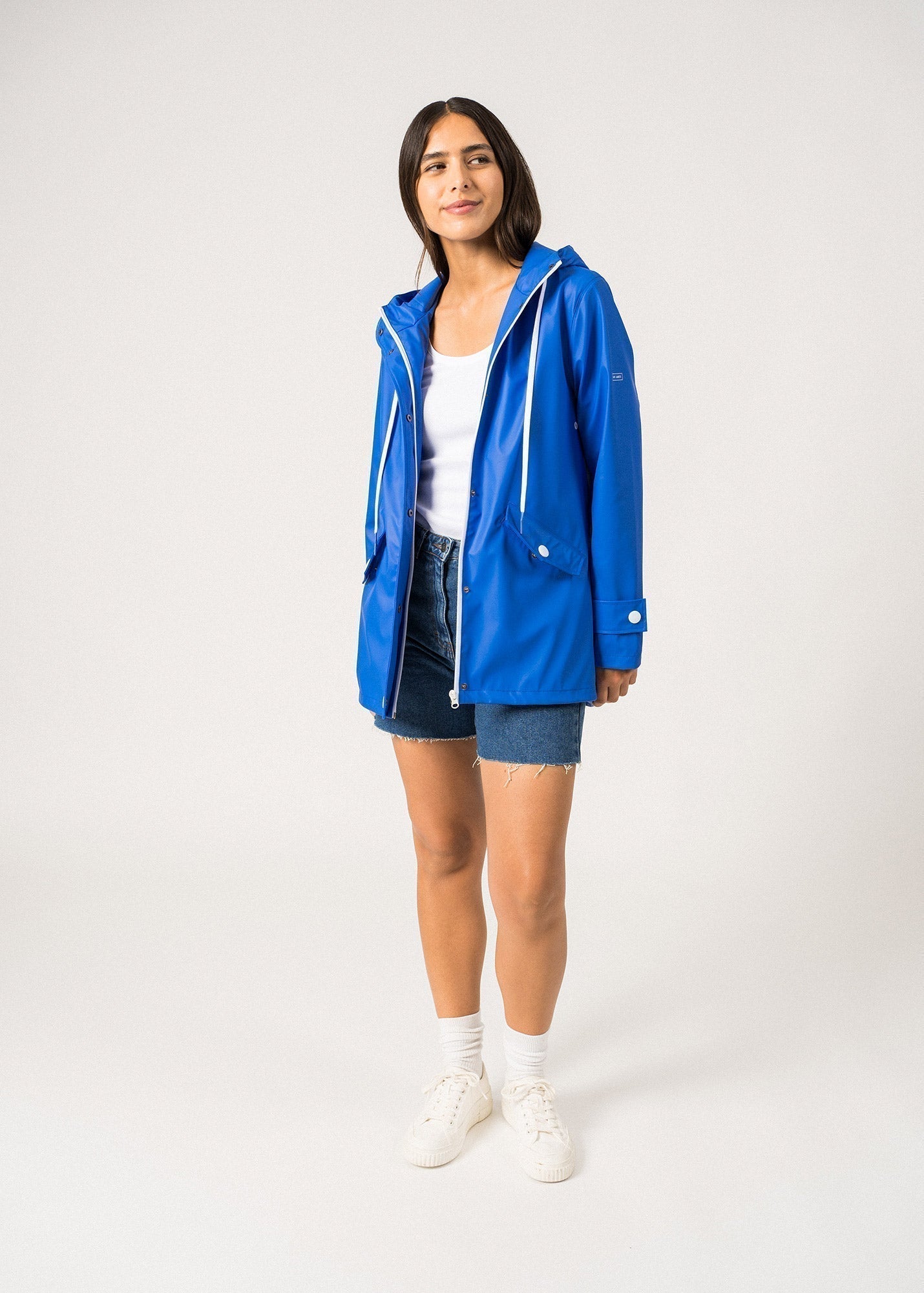 Saint James St Gaia Waterproof Rain Jacket With Hood For Women Mer Blue