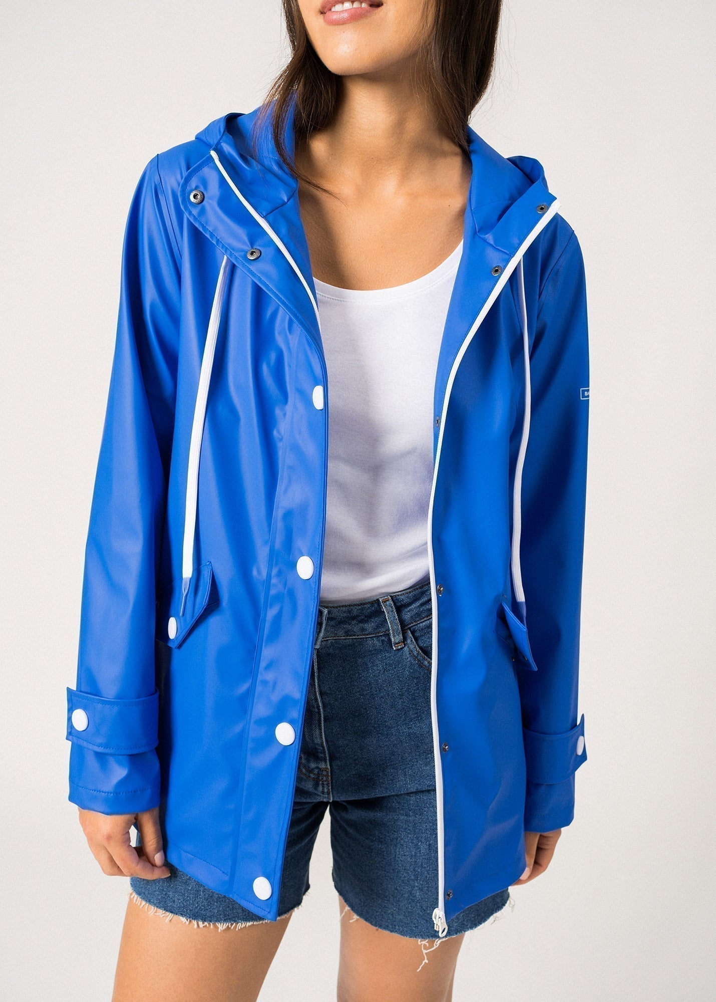 Saint James St Gaia Waterproof Rain Jacket With Hood For Women Mer Blue