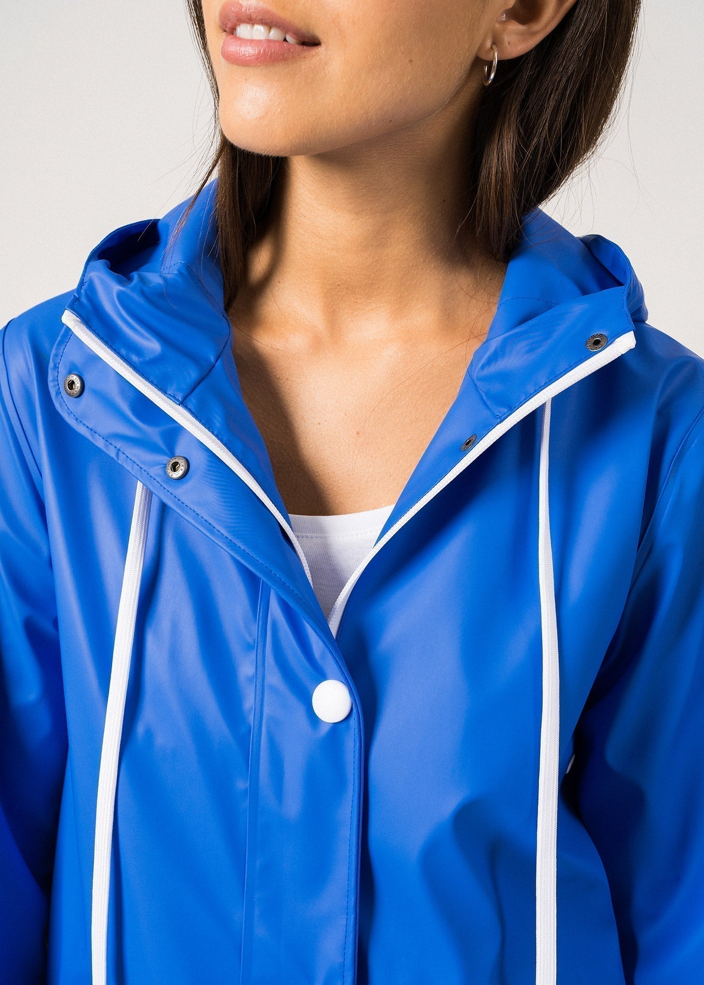 Saint James St Gaia Waterproof Rain Jacket With Hood For Women Mer Blue