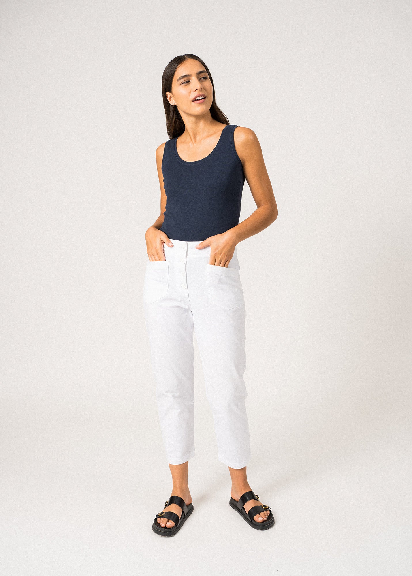 Saint James Salome High Waisted Mom Fit Pants White