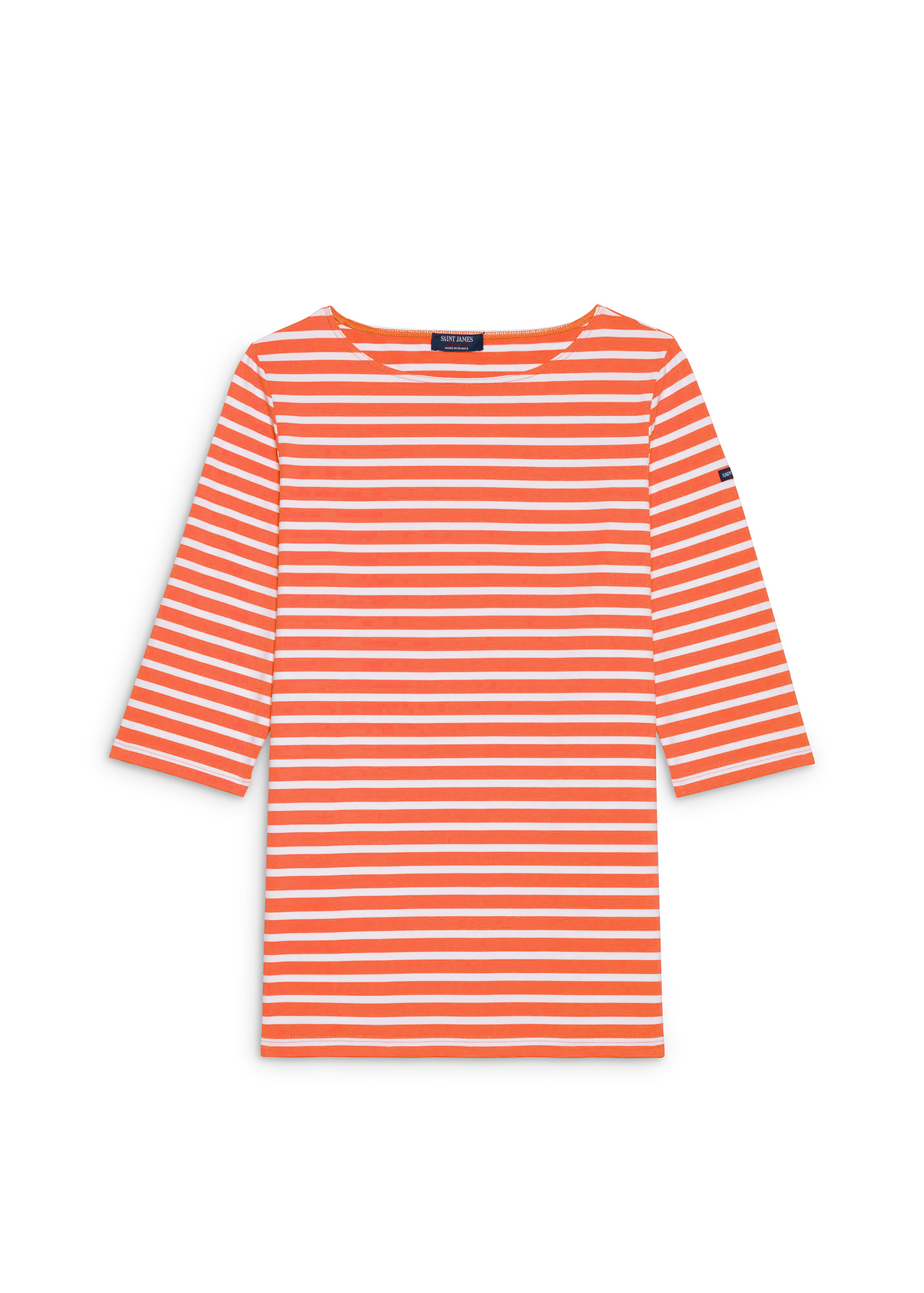 Saint James Phare Boat Neck Striped Tunic With Slits Stretch Fabric With Uv Protection Orange White