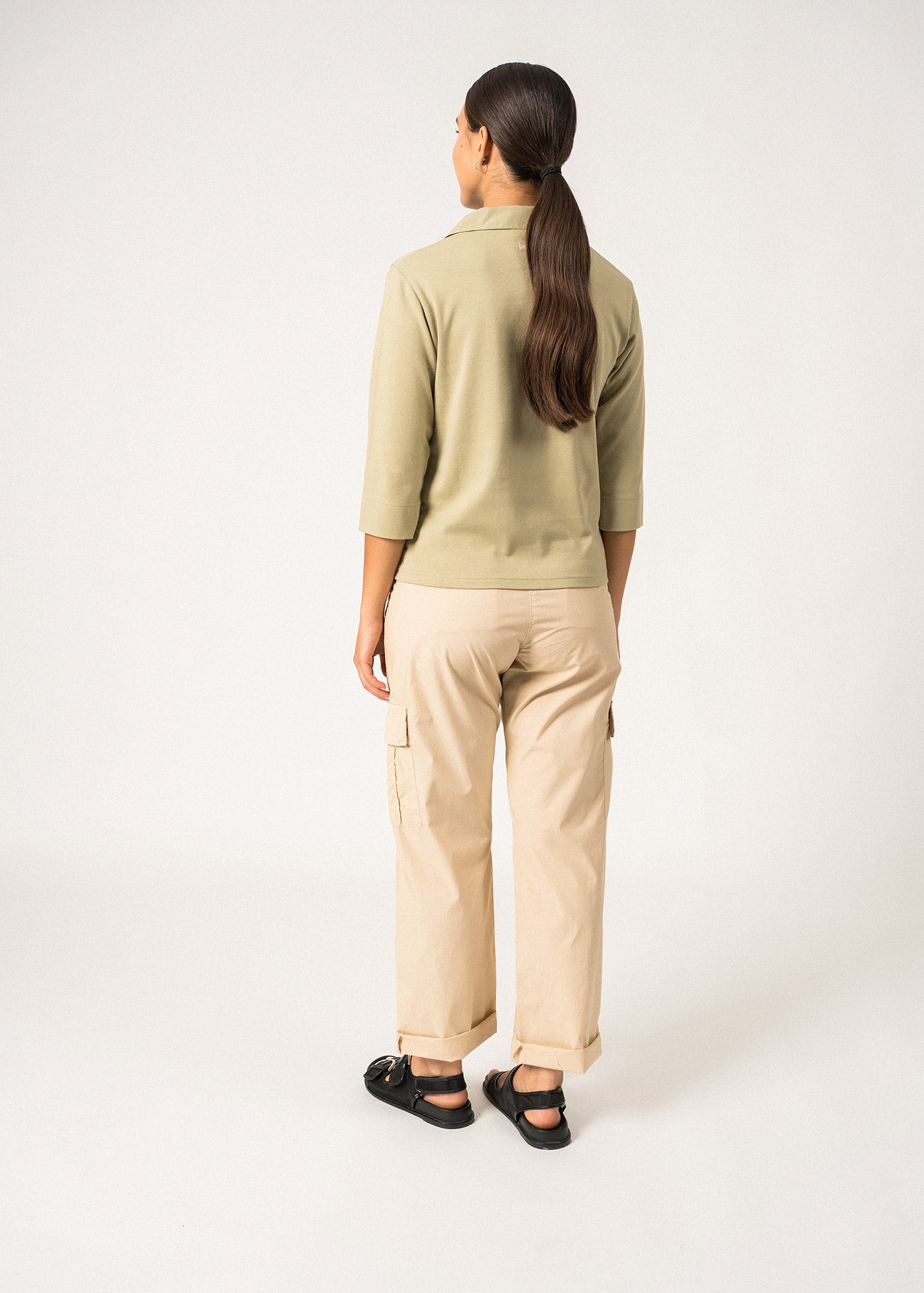 Saint James Oleron Polo Shirt With ¾ Sleeve 100% Cotton Comfort Fit Soft Almond