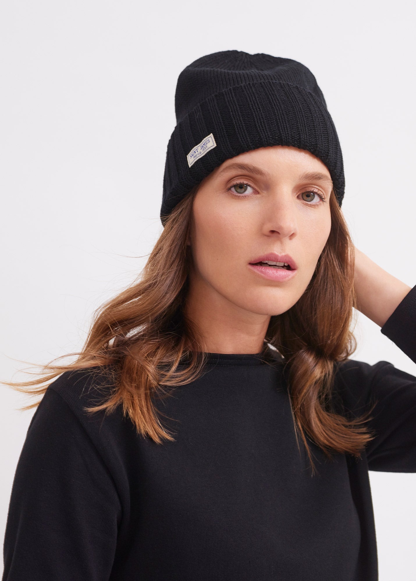 Saint James Barbaresque Heavy Stitch Wool Stocking Cap Navy