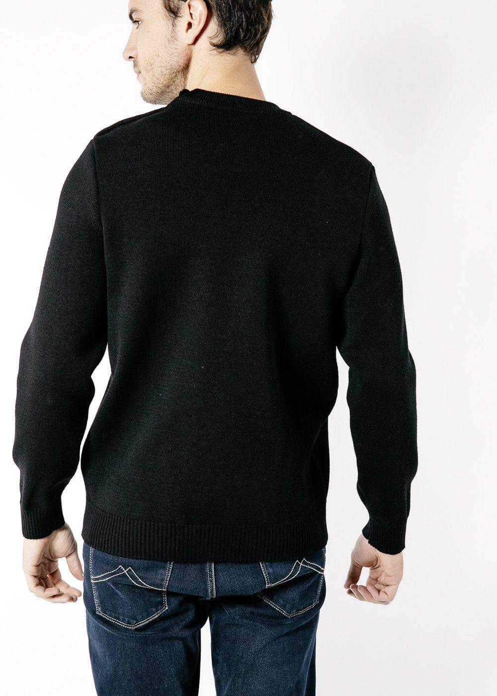 Saint James Cancale Wool Fisherman Sweater With Button Shoulder Loose Fit Black