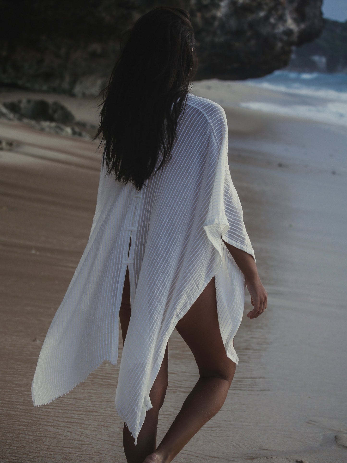 The Handloom Ava Kimono White Stripes