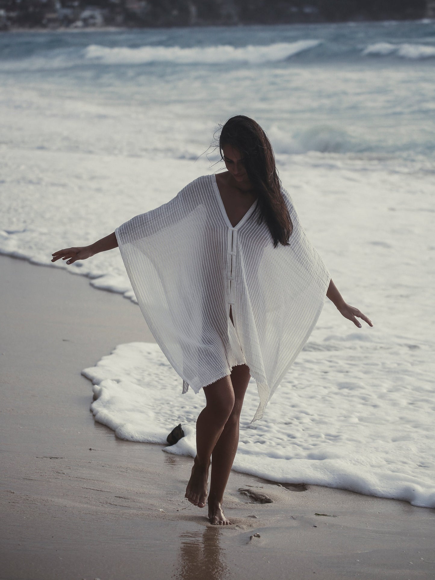 The Handloom Ava Kimono White Stripes