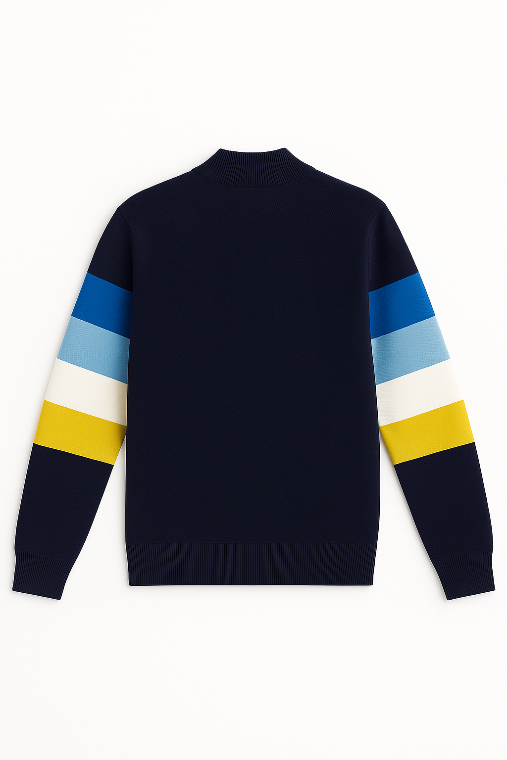 BARCARES - Quarter Zip Knit Cardigan for Men | 100% Wool (DARK BLUE / MULTI CAP)