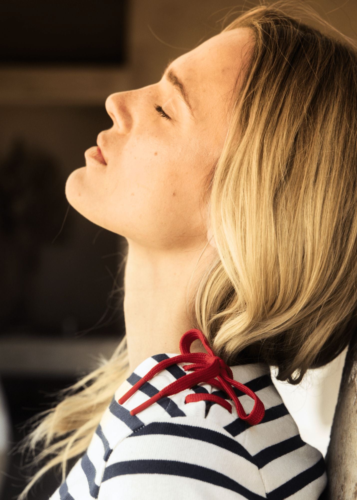Saint James Cavalaire Breton Striped Shirt With Lace Detail For Women Heavyweight Cotton Ecru Navy Red