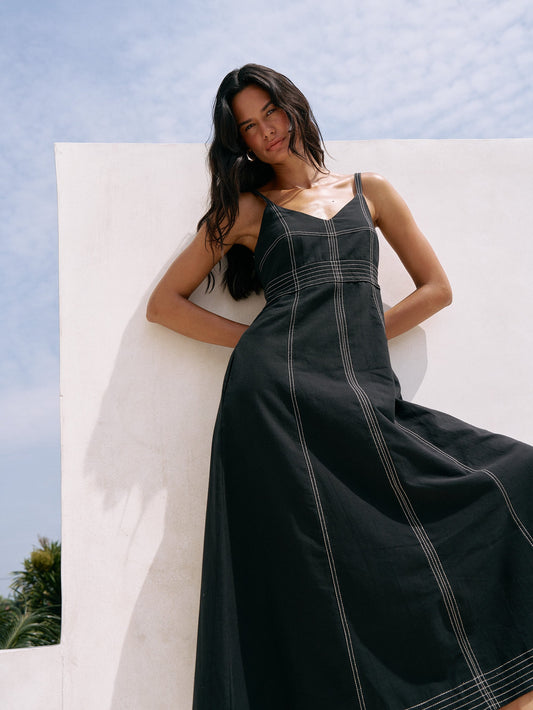 The Handloom Eva Maxi Dress Black