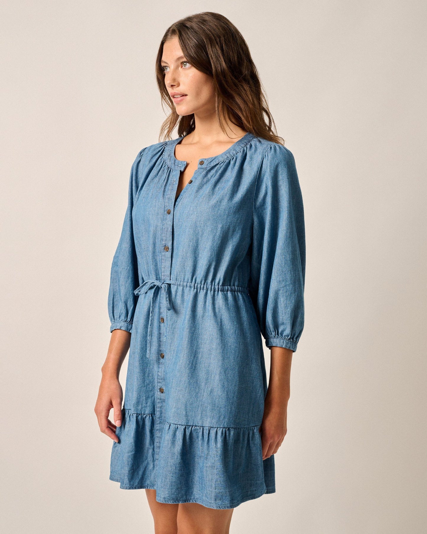 Johnnie-O Becca Tiered Chambray Mini Dress