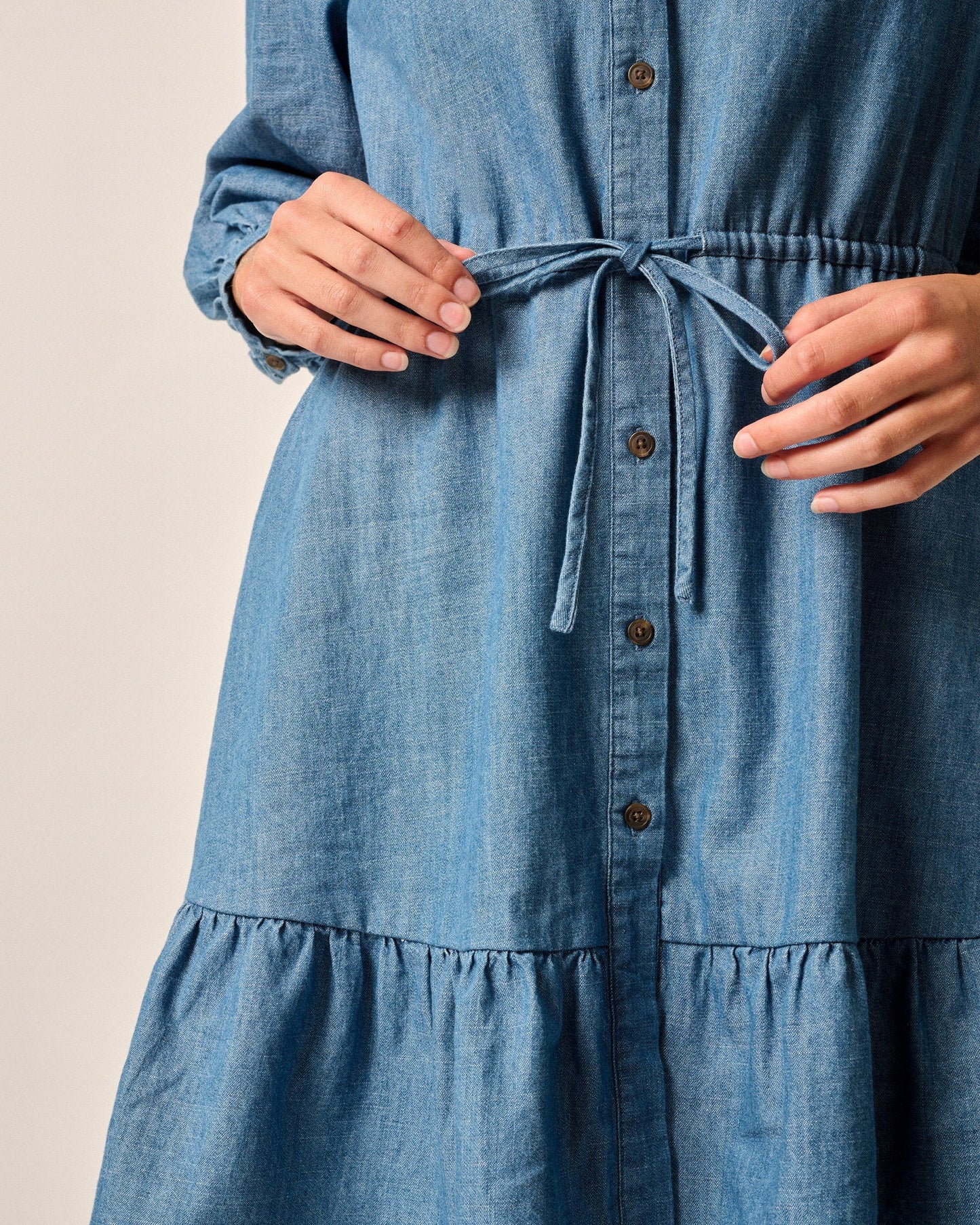 Johnnie-O Becca Tiered Chambray Mini Dress