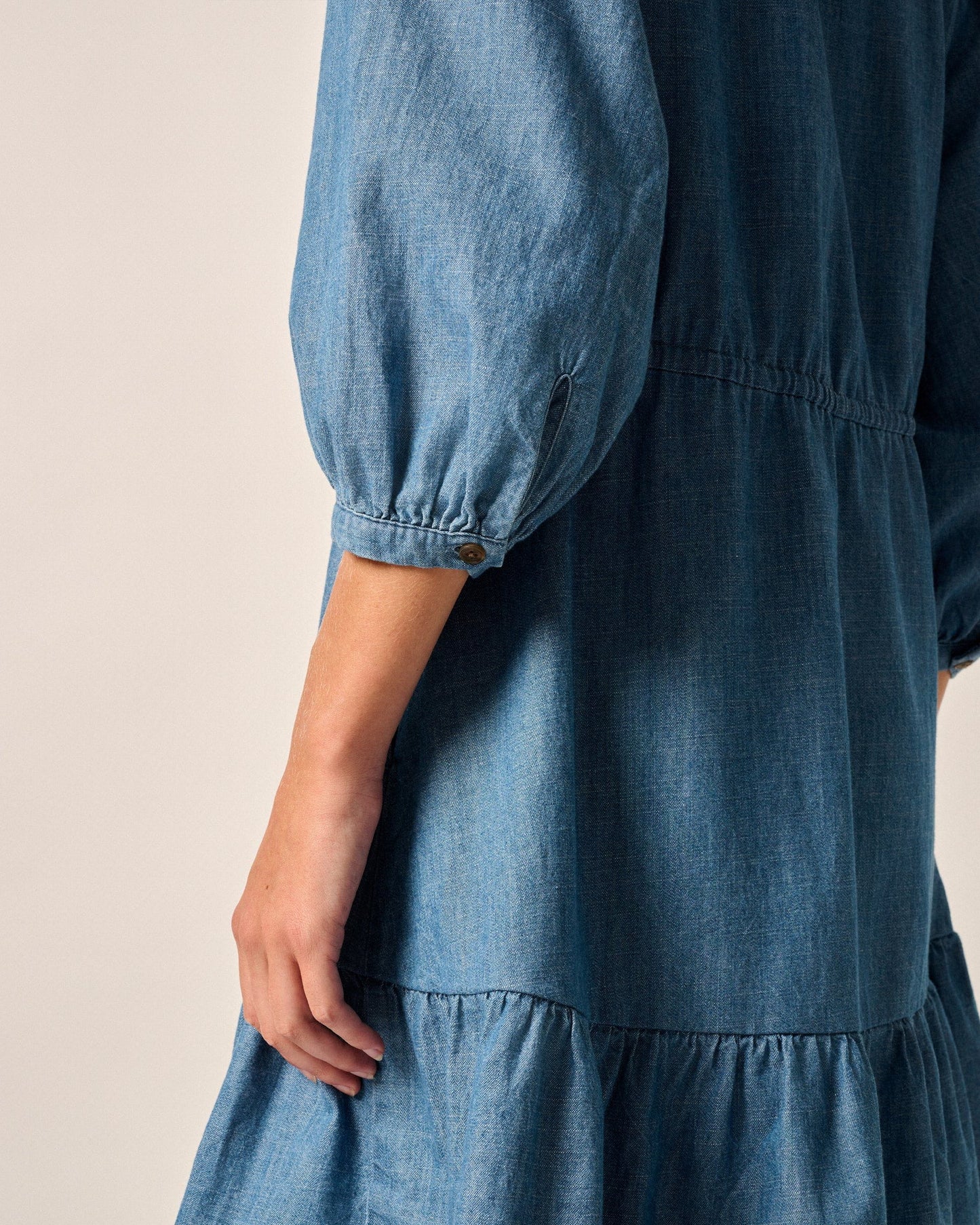 Johnnie-O Becca Tiered Chambray Mini Dress
