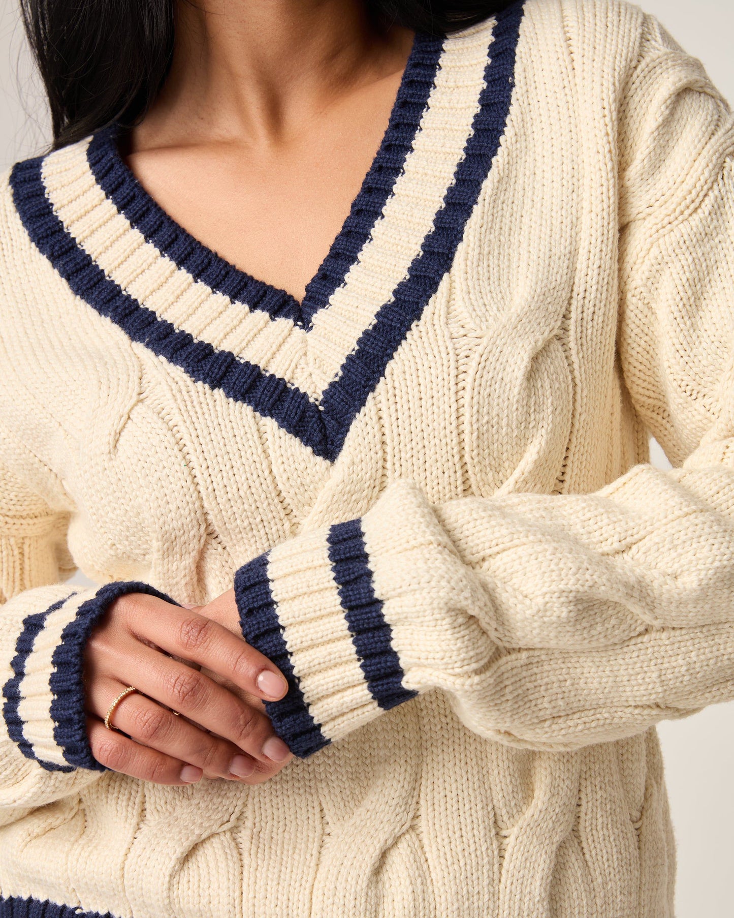 Johnnie-O Varsity Cable Knit Cotton Sweater