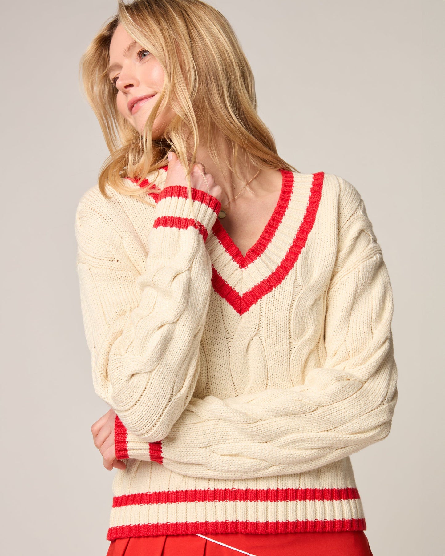 Johnnie-O Varsity Cable Knit Cotton Sweater
