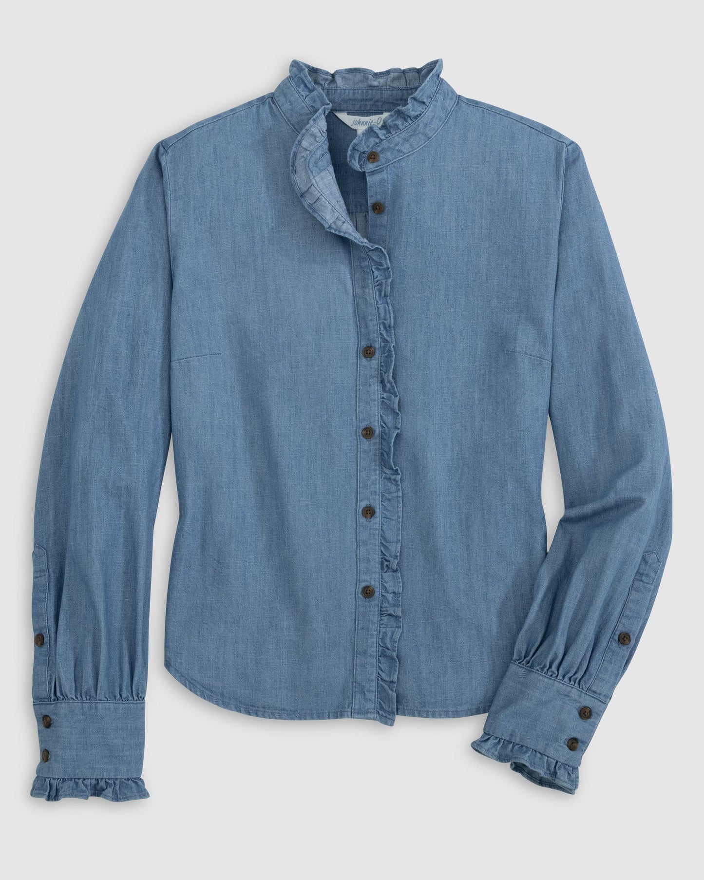 Johnnie-O Layla Ruffled Chambray Blouse