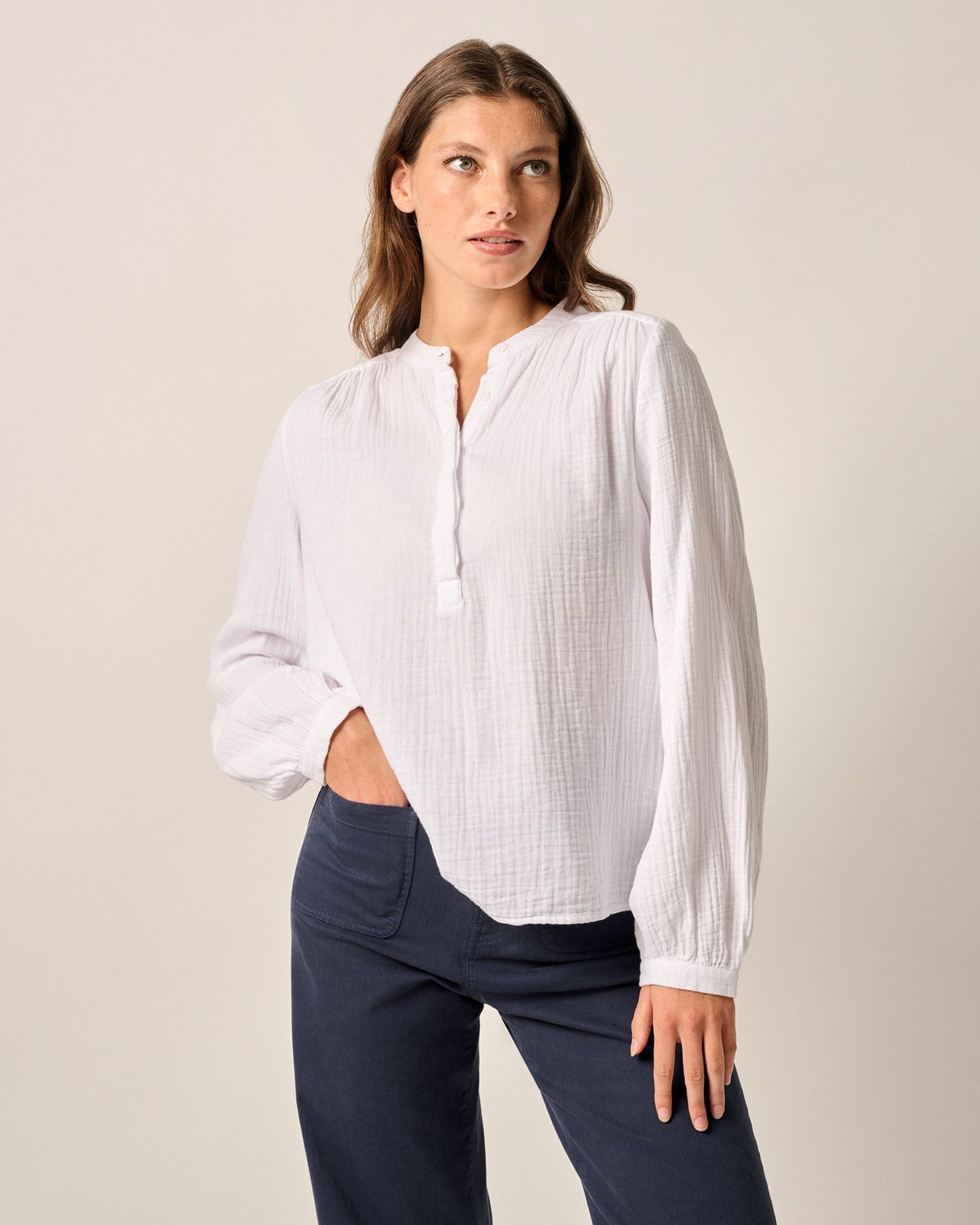 Johnnie-O Alana Cotton Blend Woven Popover