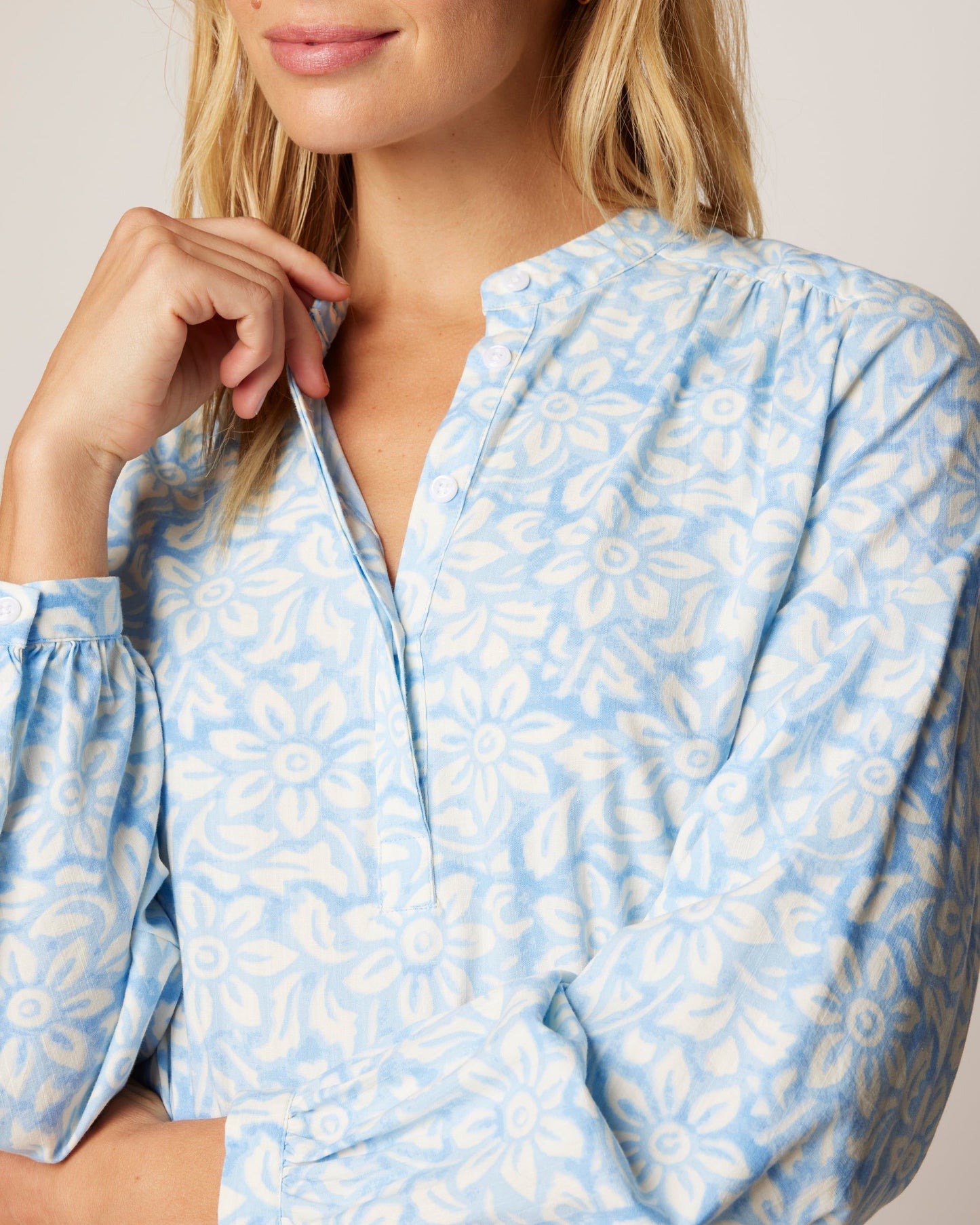 Johnnie-O Alana Cotton Blend Woven Popover