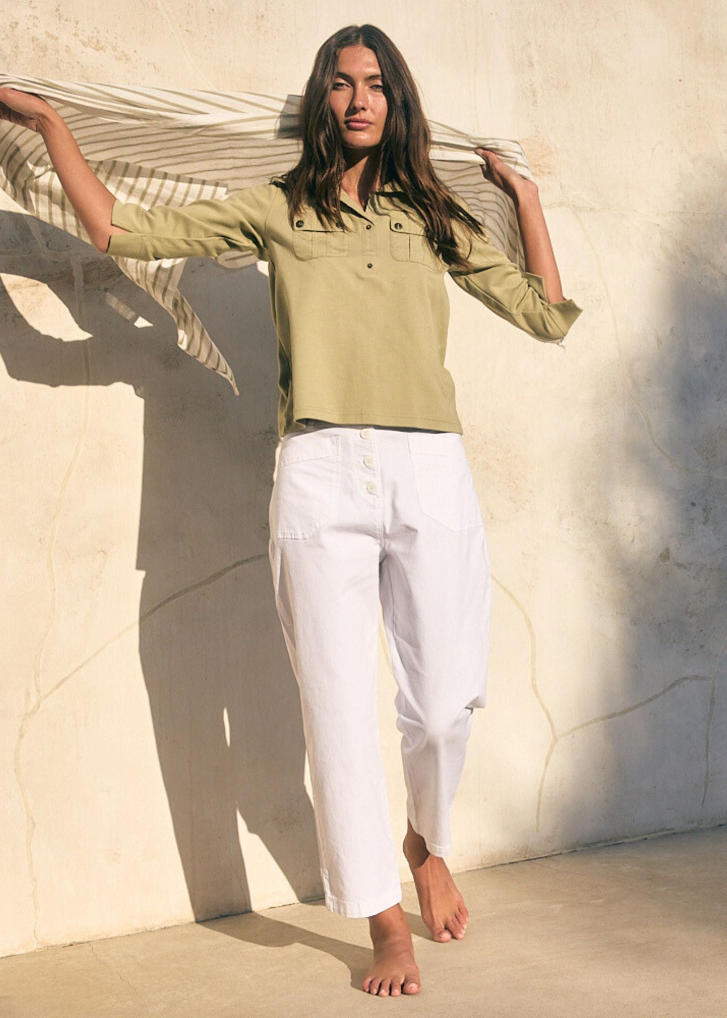 Saint James Salome High Waisted Mom Fit Pants White