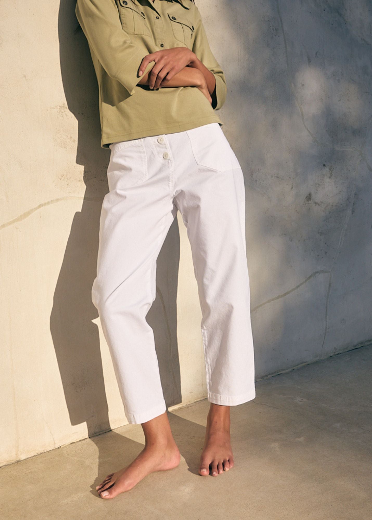 Saint James Salome High Waisted Mom Fit Pants White