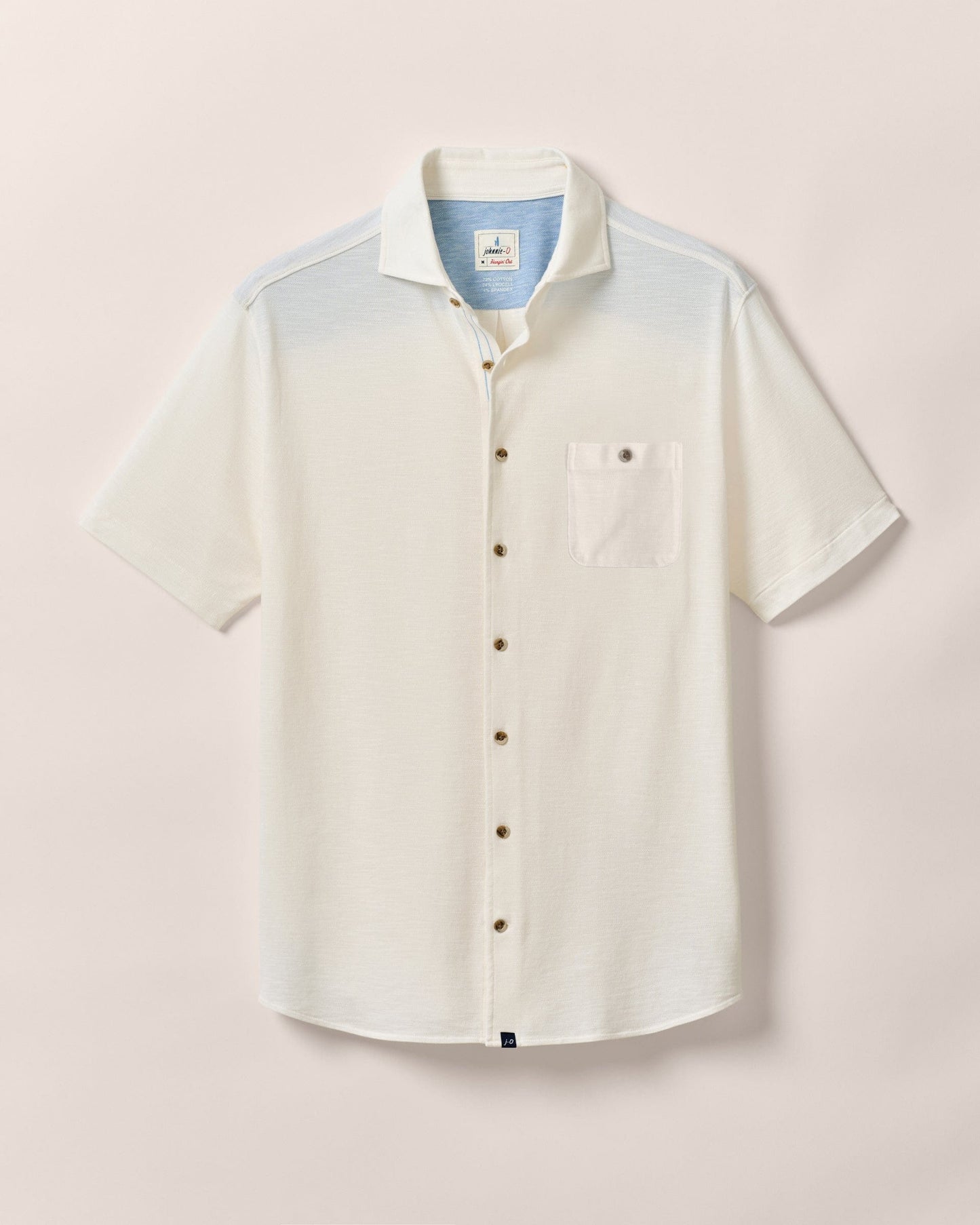 Johnnie-O Short-Sleeve Knit Pique Button-Down Shirt - Tasca