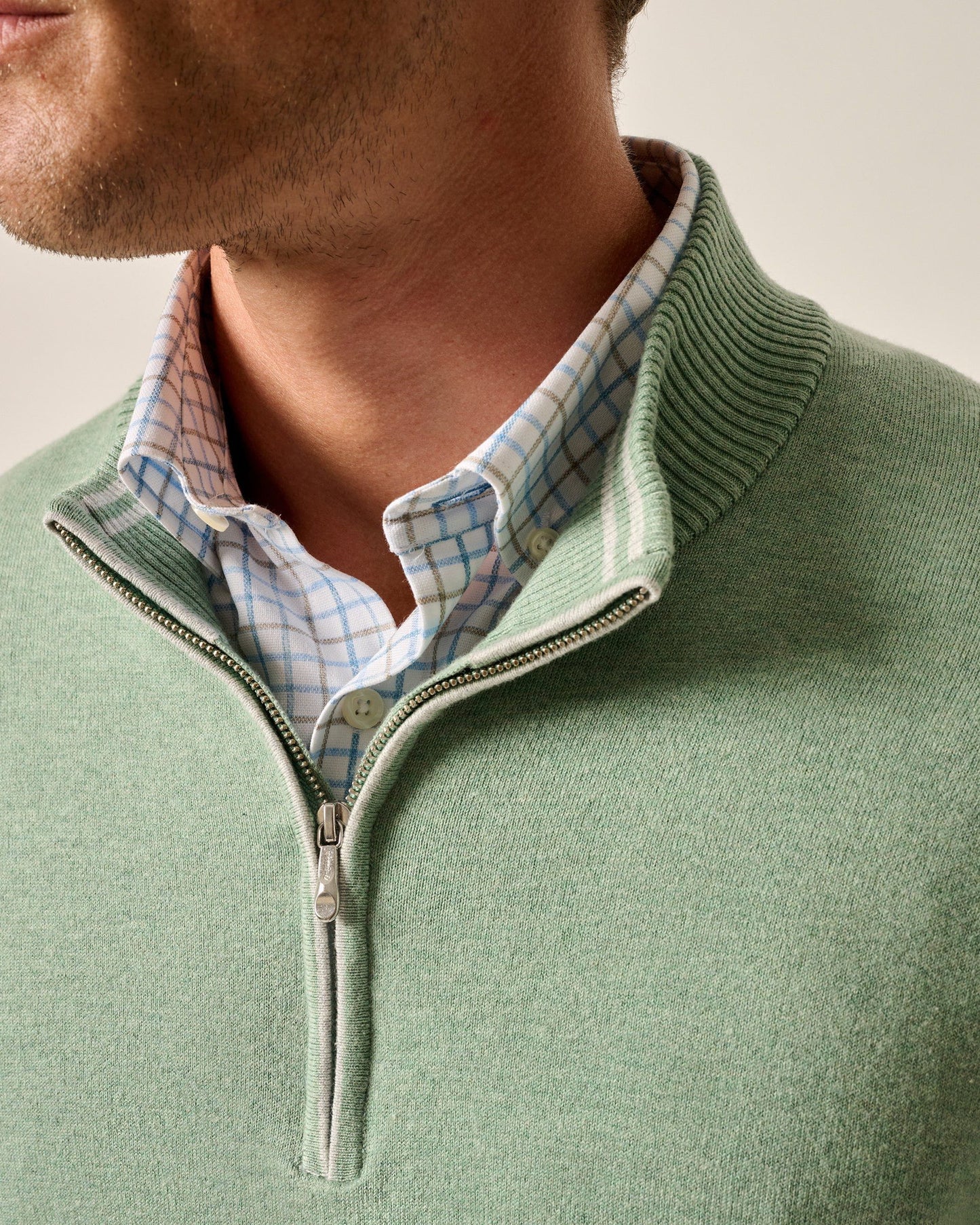 Johnnie-O Desmond Plaited Cotton Blend 1/4 Zip Sweater