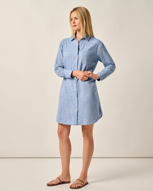 Johnnie-O Anyaa Cotton Shirt Dress Palace, Blue