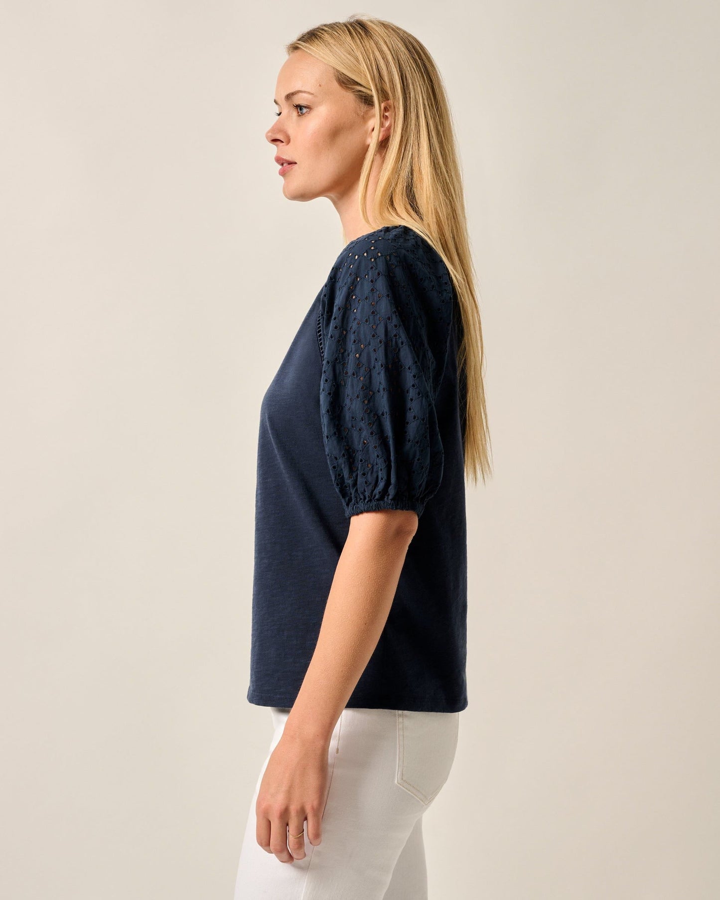 Johnnie-O Lydia Eyelet Puff Sleeve Blouse