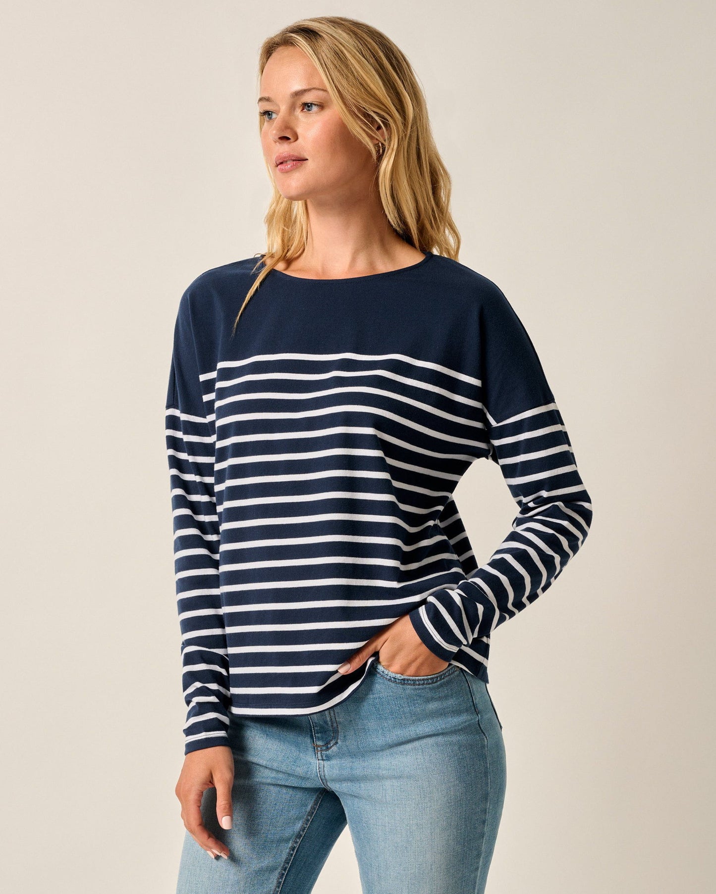 Johnnie-O Suki Striped Boatneck T-Shirt