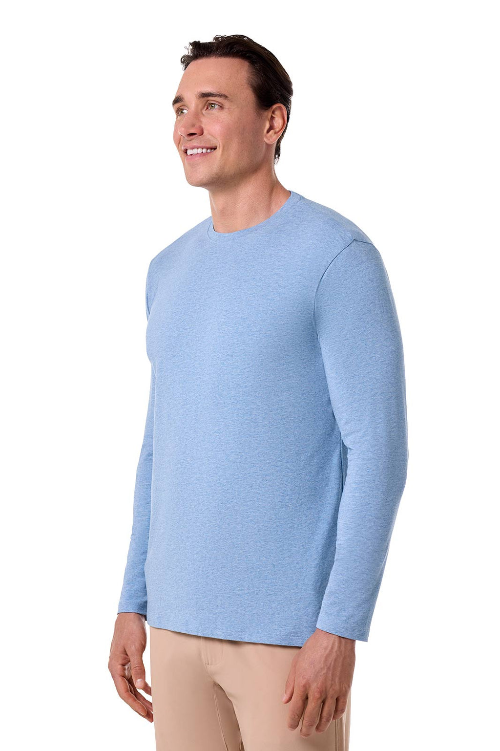 Morada | Men's Everyday Long Sleeve T-Shirt | Light Blue Heather