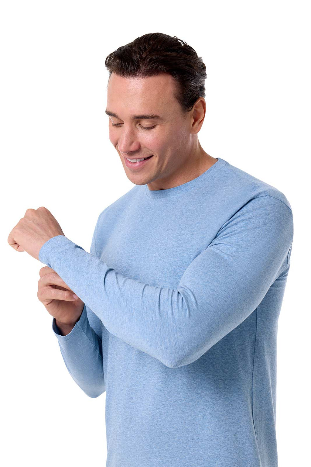 Morada | Men's Everyday Long Sleeve T-Shirt | Light Blue Heather