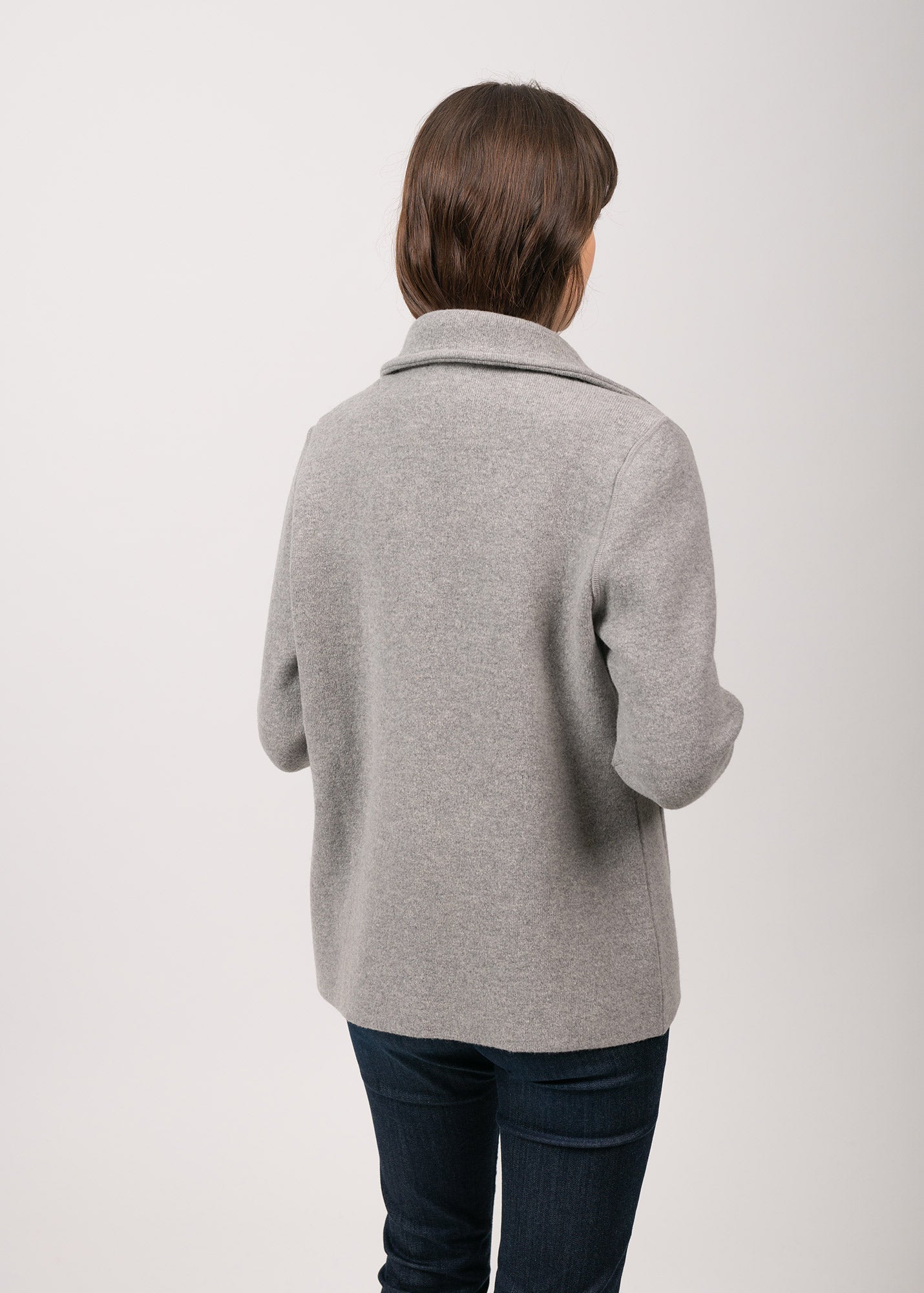 Saint James NASHVILLE - Short Buttoned Jacket with Patch Pockets for Women (LIGHT GREY / WINTER WHITE)