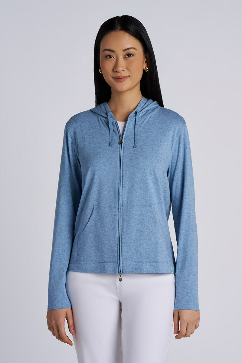 Seaside | Women's Zip-Up Hoodie | Light Blue Heather